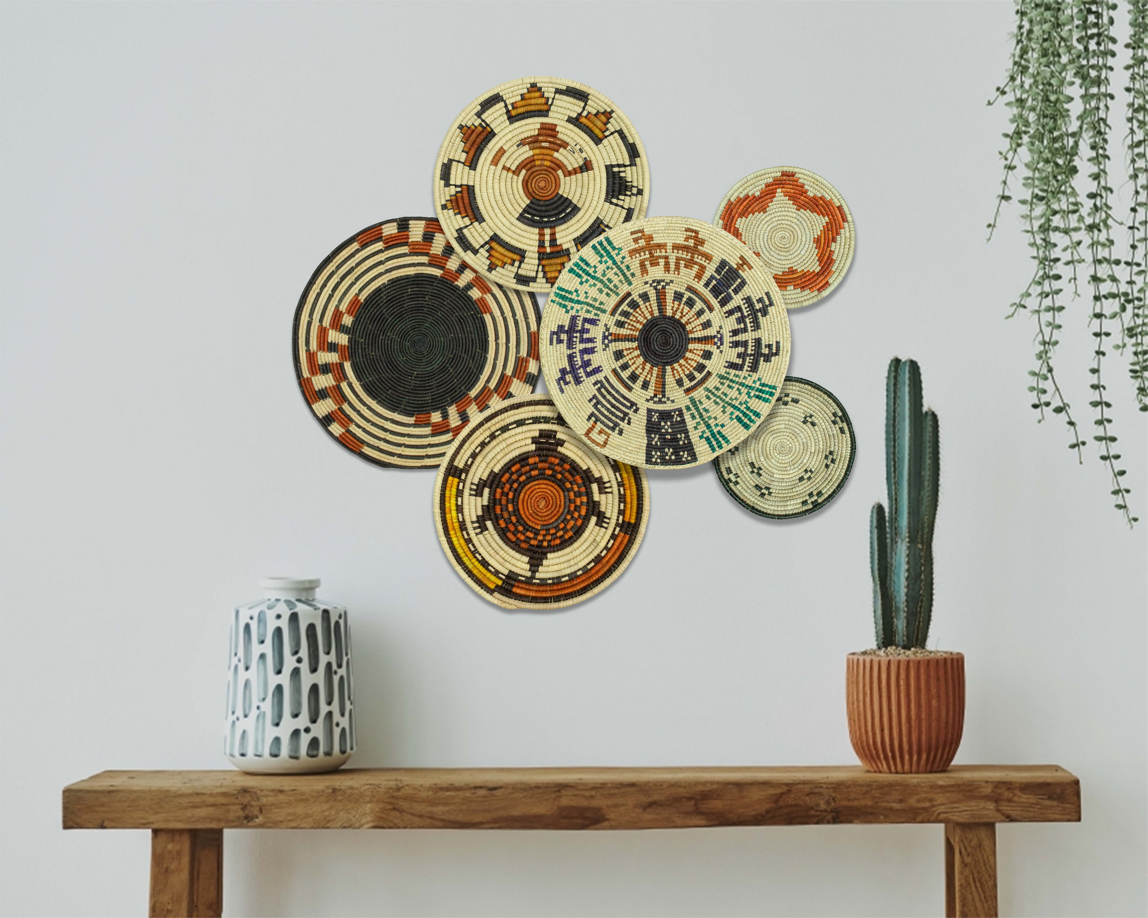 Set of 6 Handwoven wall baskets SET-279-6 N