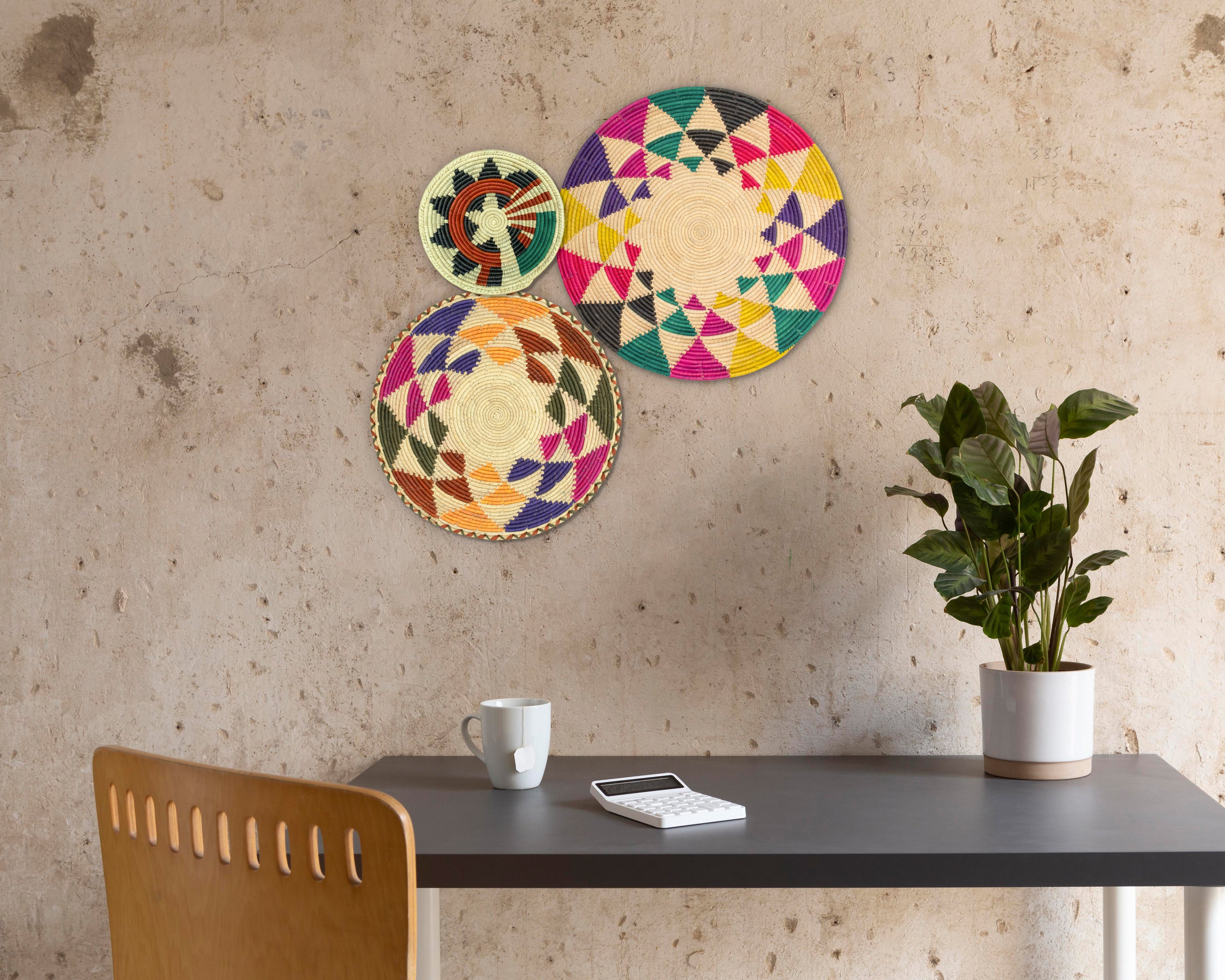 Set of 3 Handwoven wall baskets SET-204-3 N