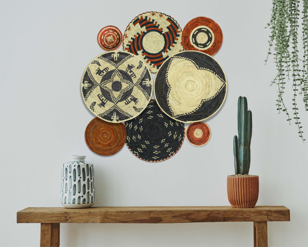 Set of 8 Handwoven wall baskets SET-249-8 N