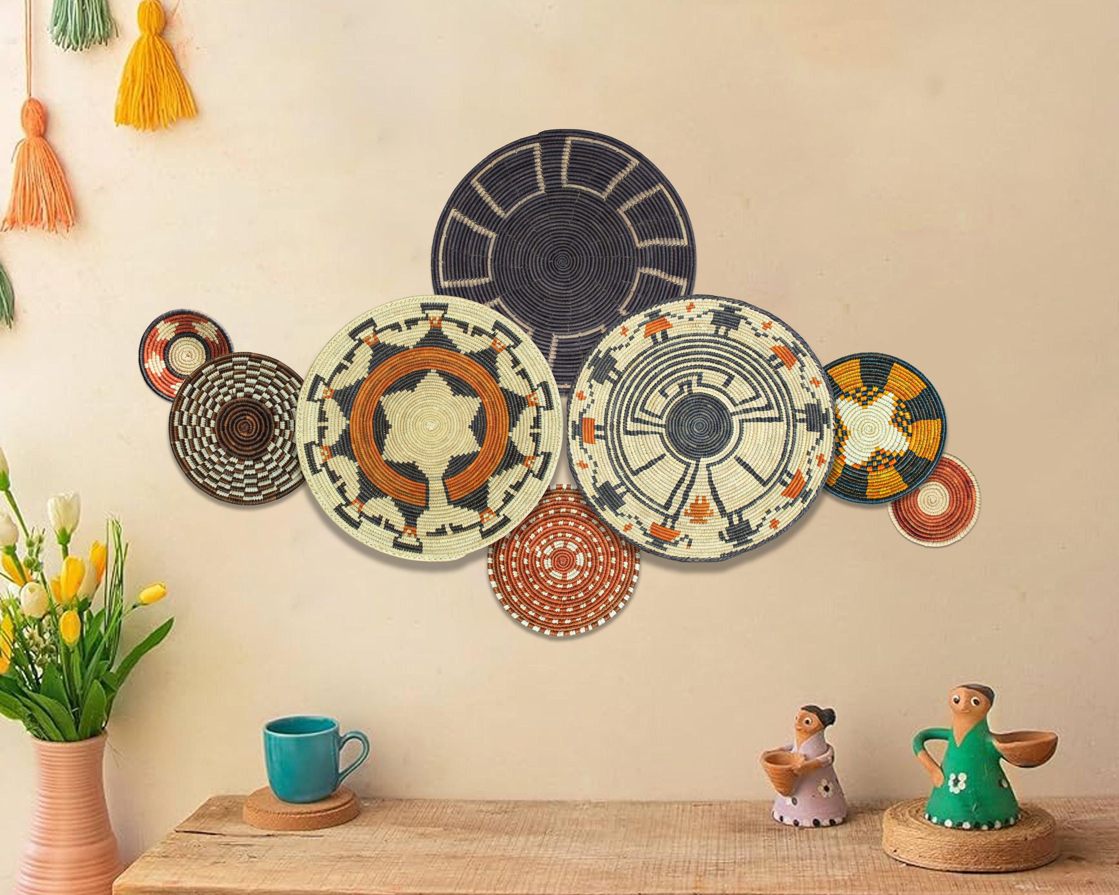 Set of 8 Handwoven wall baskets SET-360-8 N