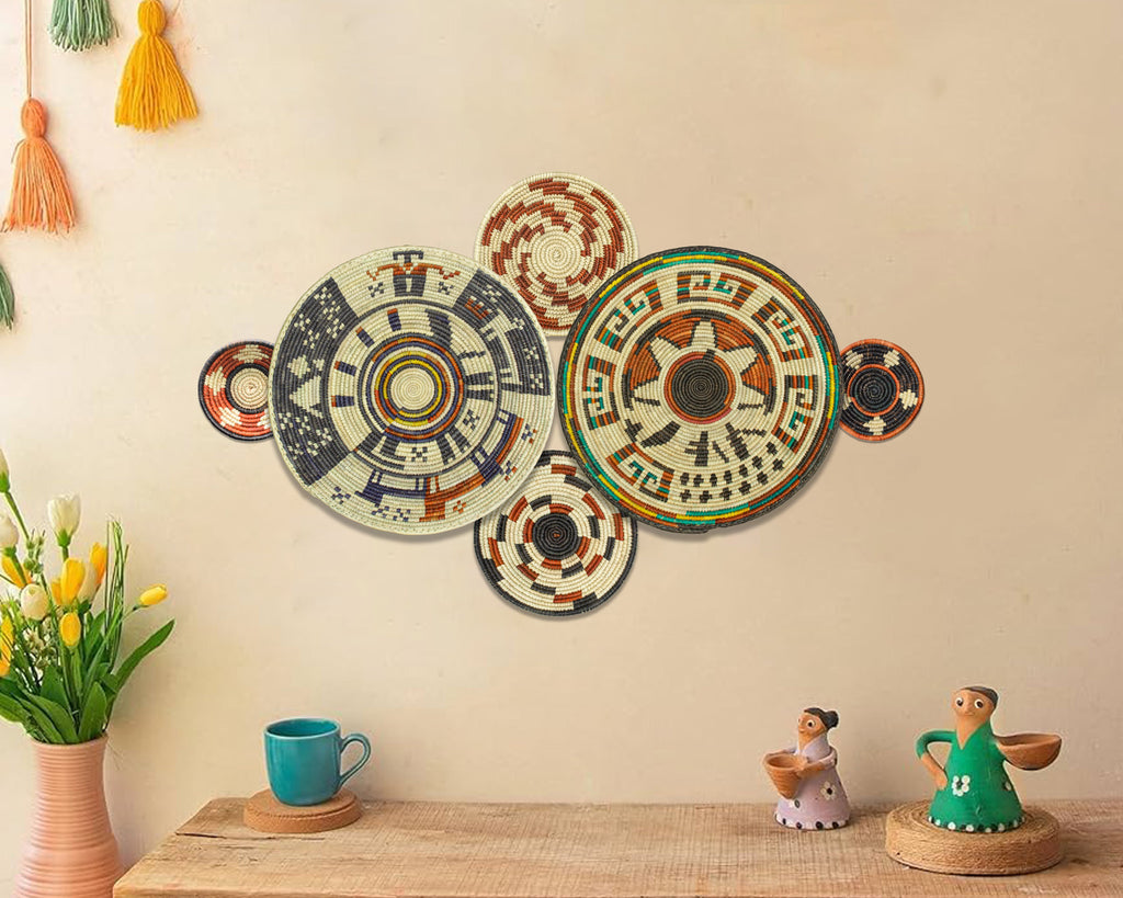 Set of 6 Handwoven wall baskets SET-283-6 N