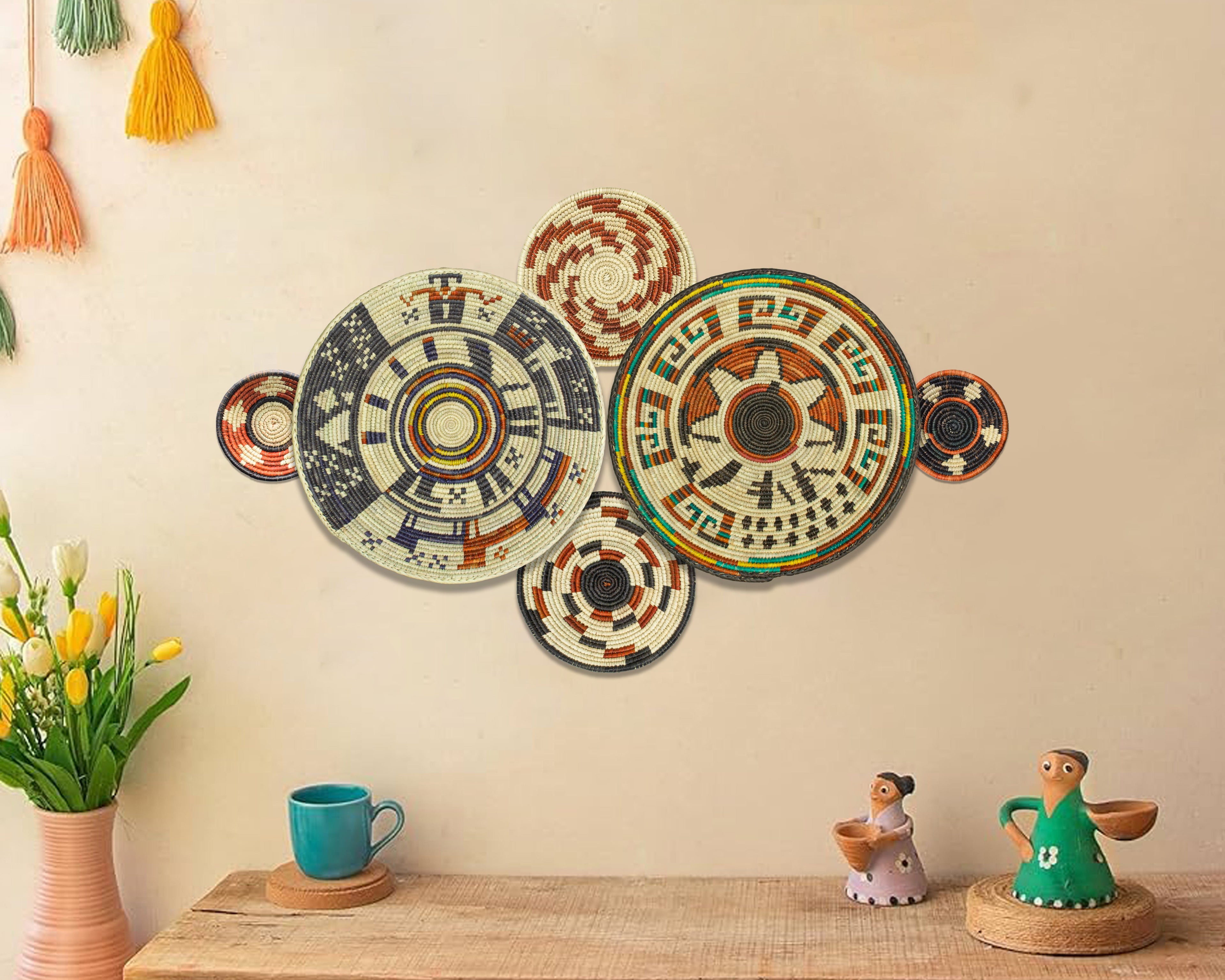 Set of 6 Handwoven wall baskets SET-283-6 N