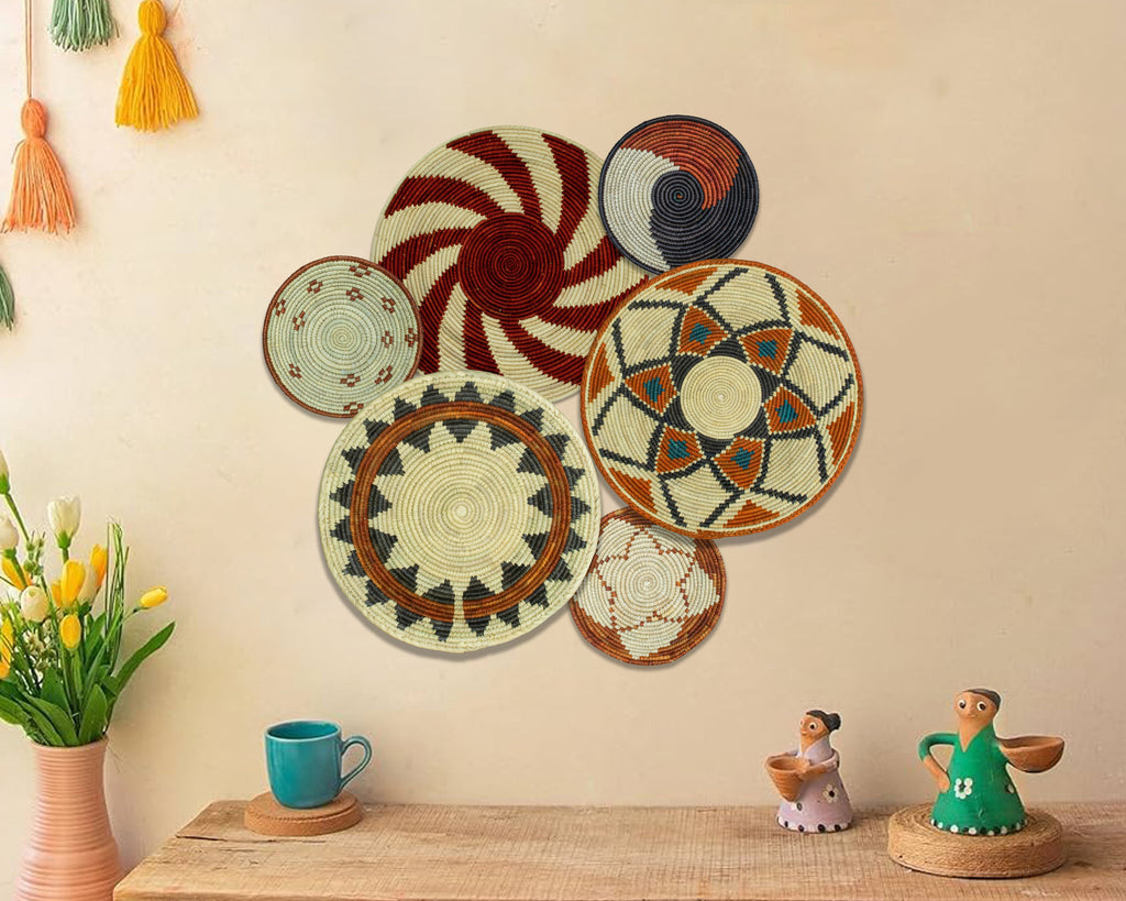 Set of 6 Handwoven wall baskets SET-290-6 N