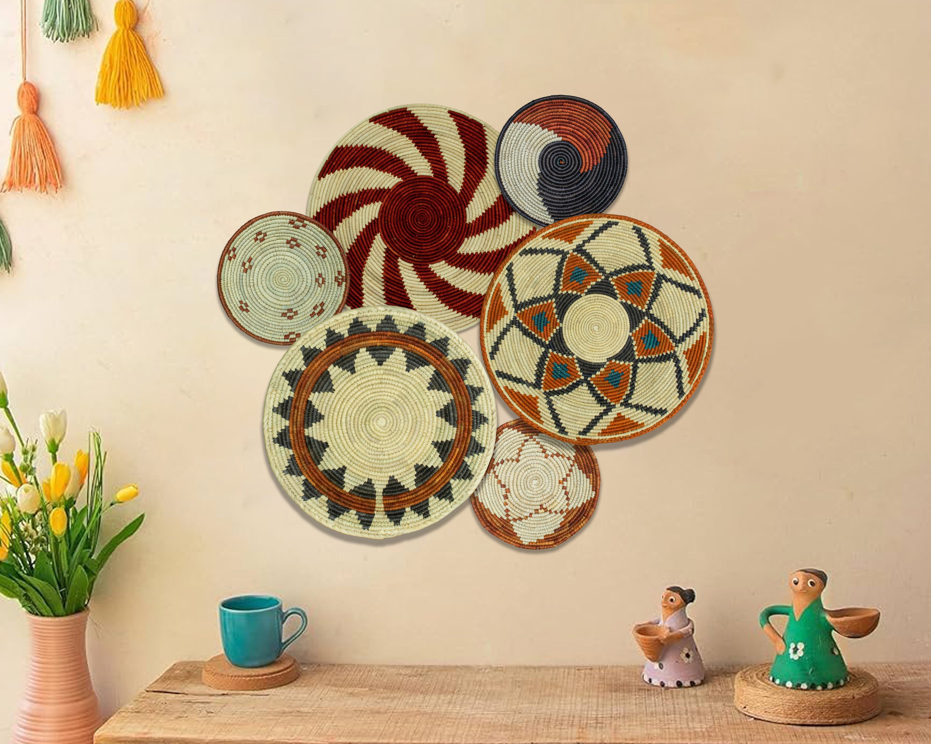 Set of 6 Handwoven wall baskets SET-290-6 N