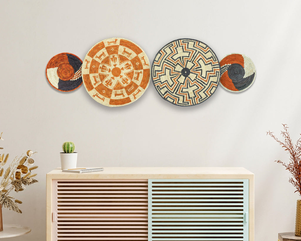 Set of 4 Handwoven wall baskets SET-229-4 N