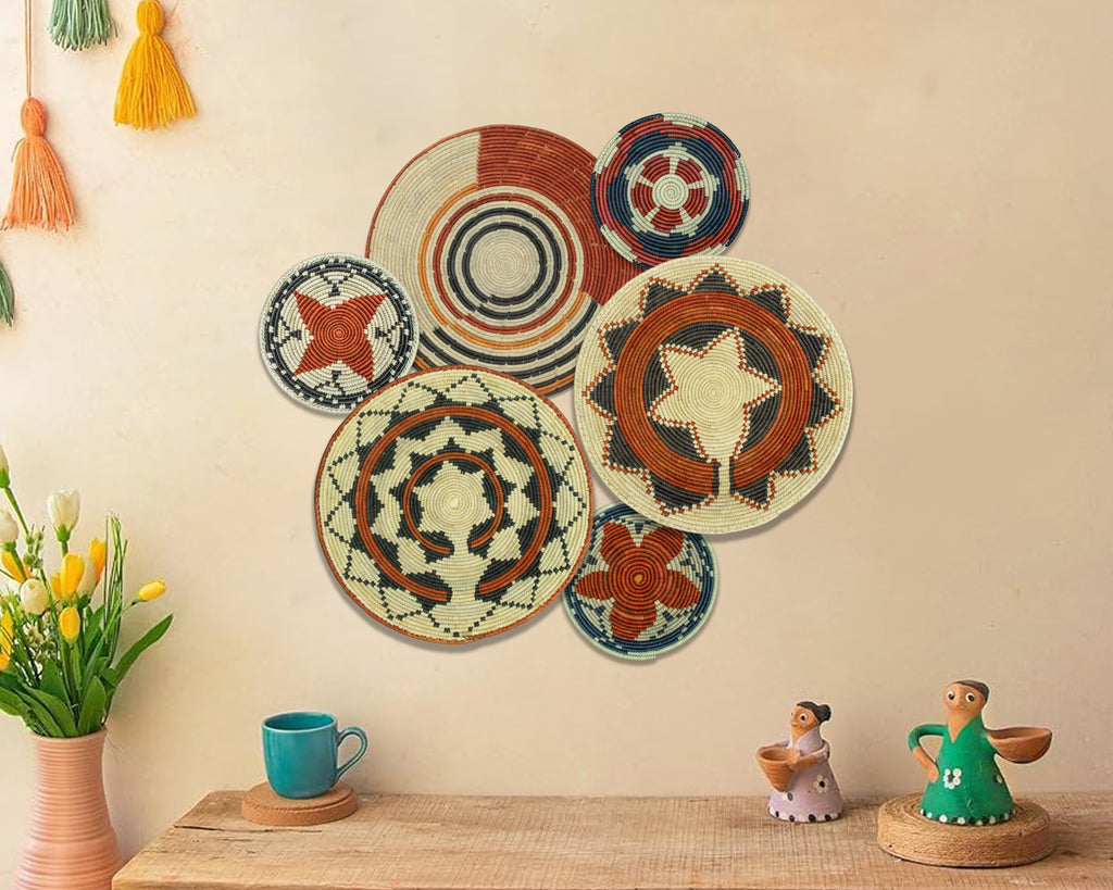 Set of 6 Handwoven wall baskets SET-292-6 N