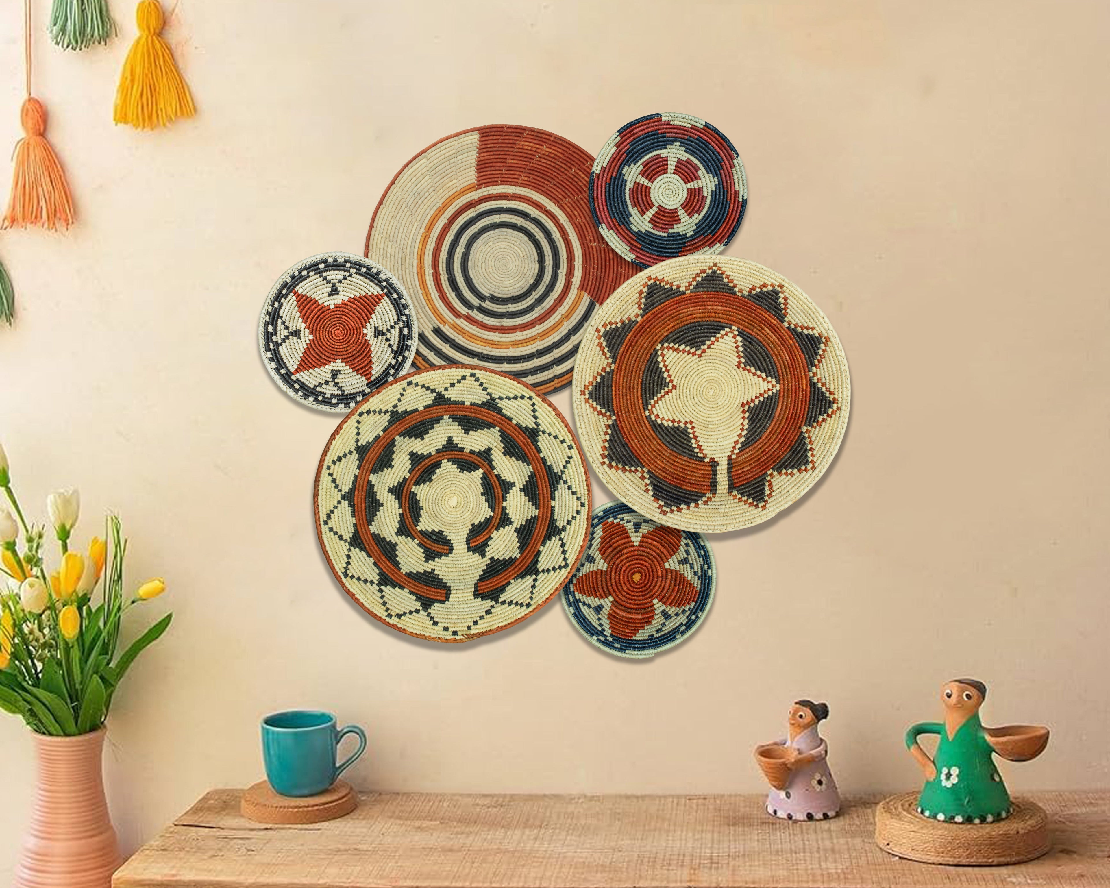 Set of 6 Handwoven wall baskets SET-292-6 N