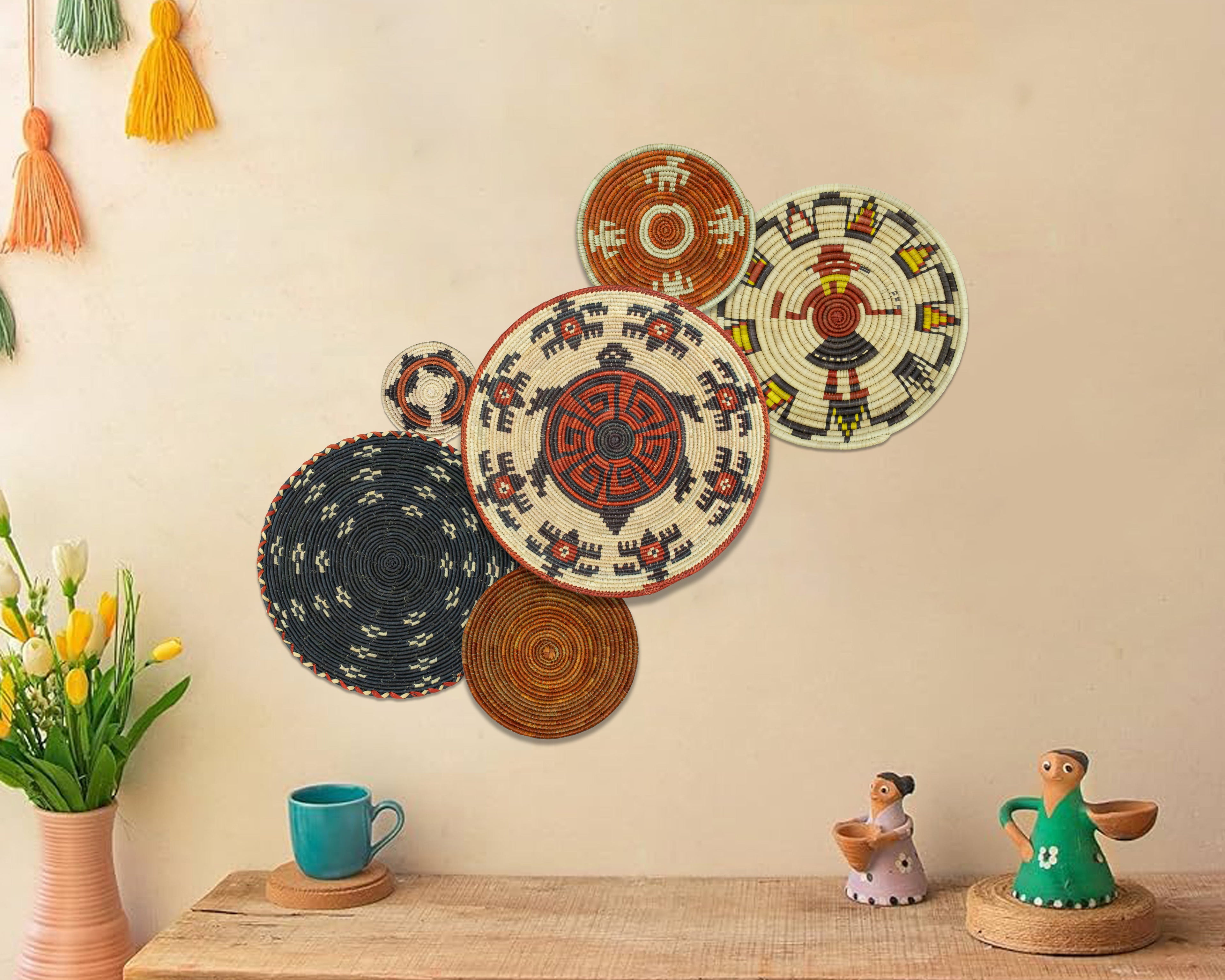 Set of 6 Handwoven wall baskets SET-289-6 N