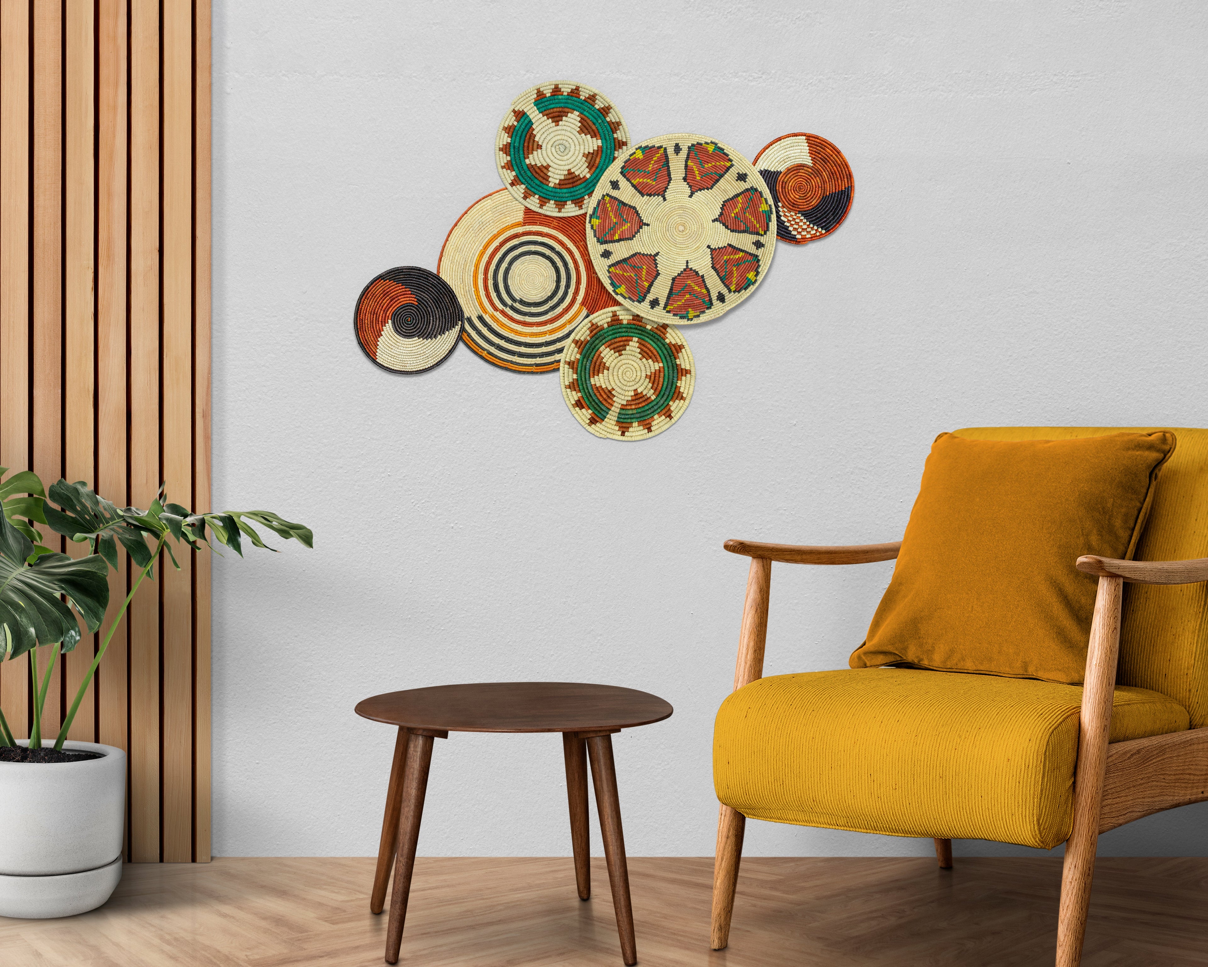 Set of 6 Handwoven wall baskets SET-281-6 N