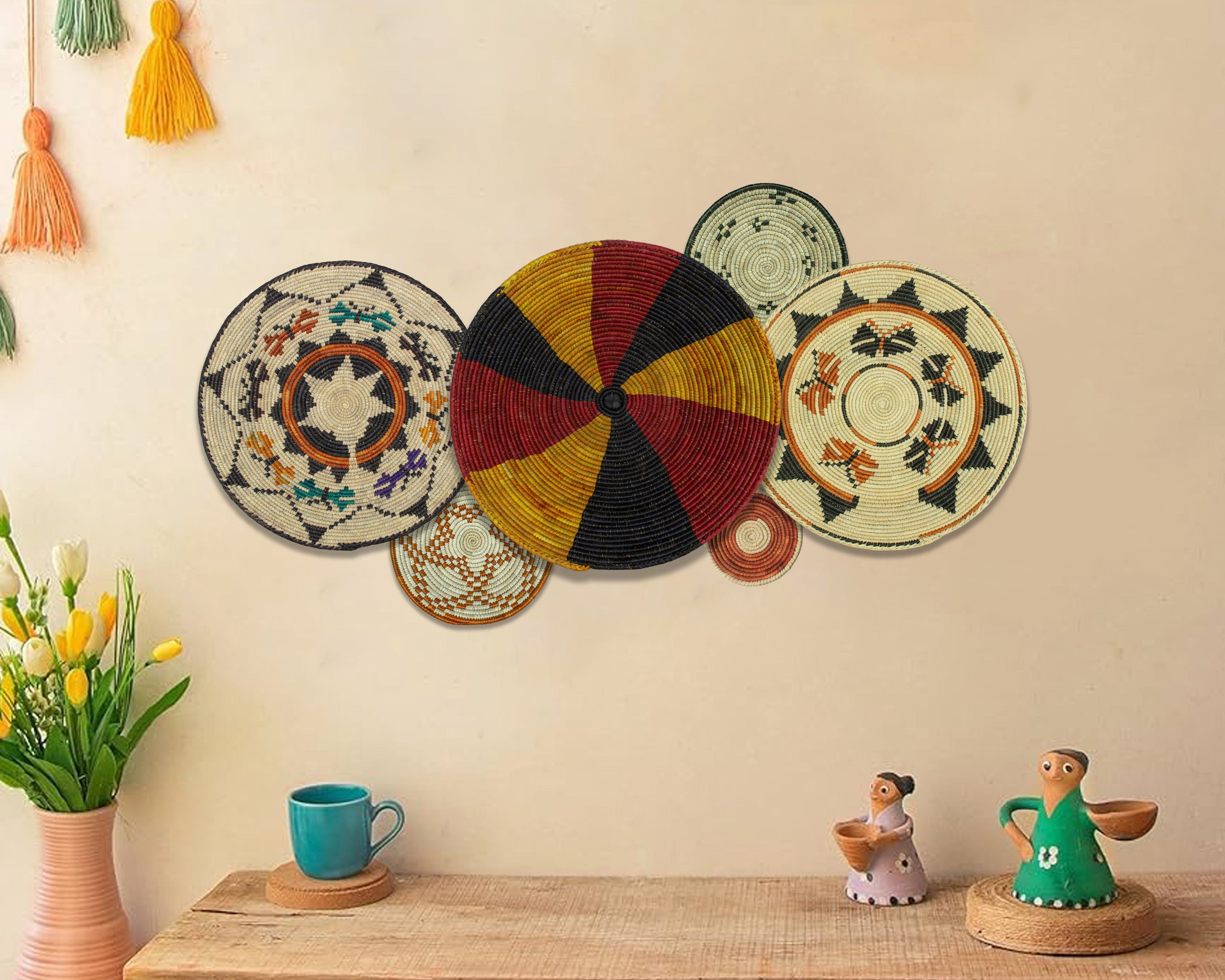 Set of 6 Handwoven wall baskets SET-298-6 N