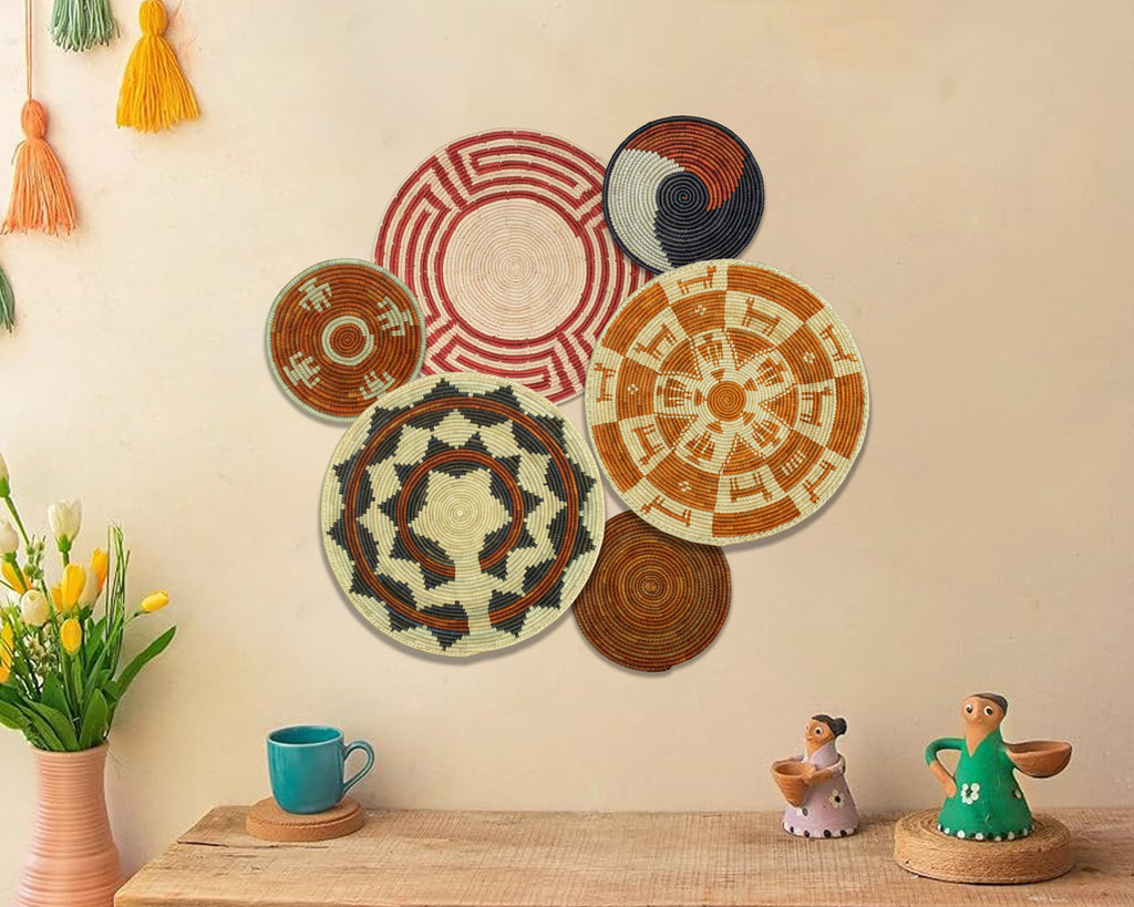 Set of 6 Handwoven wall baskets SET-291-6 N