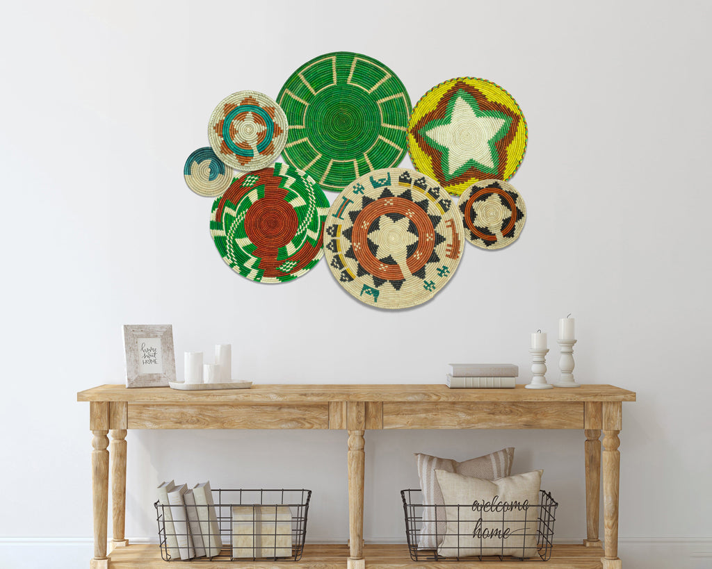 Set of 7 Handwoven wall baskets Set 306-7-N