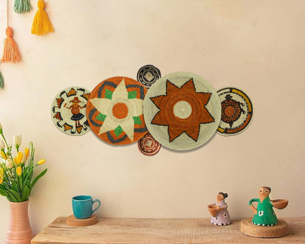 Set of 6 Handwoven wall baskets SET-300-6 N