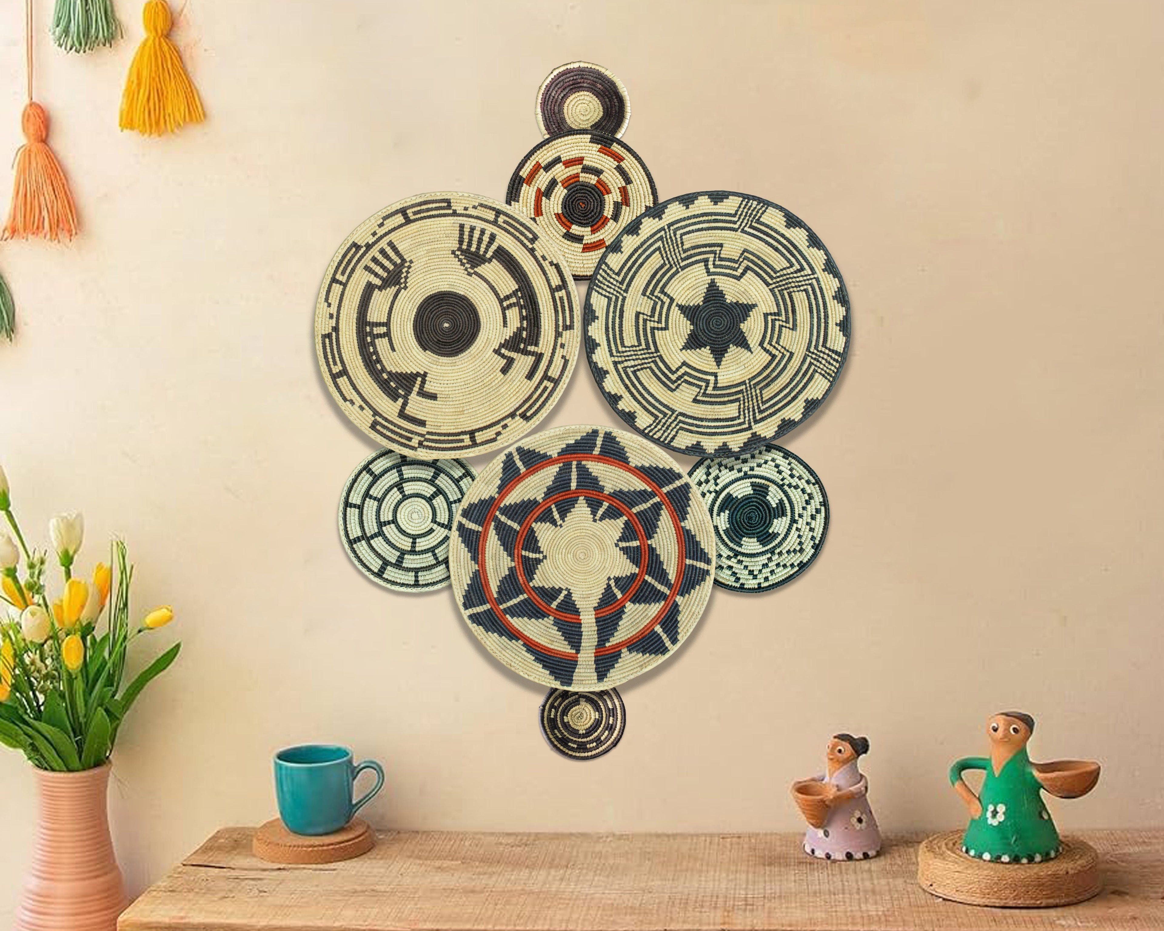 Set of 8 Handwoven wall baskets SET-365-8 N