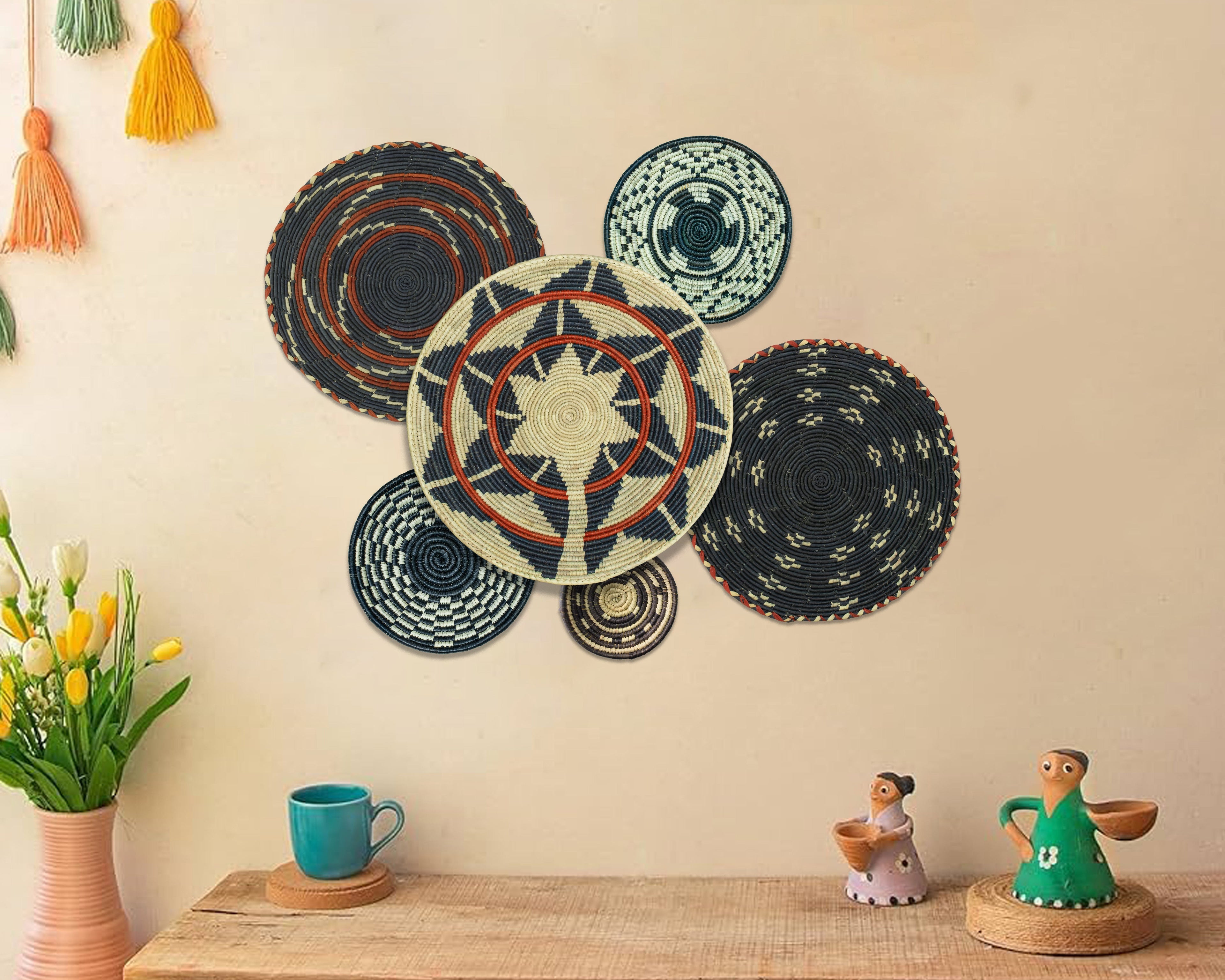 Set of 6 Handwoven wall baskets SET-387-6 N