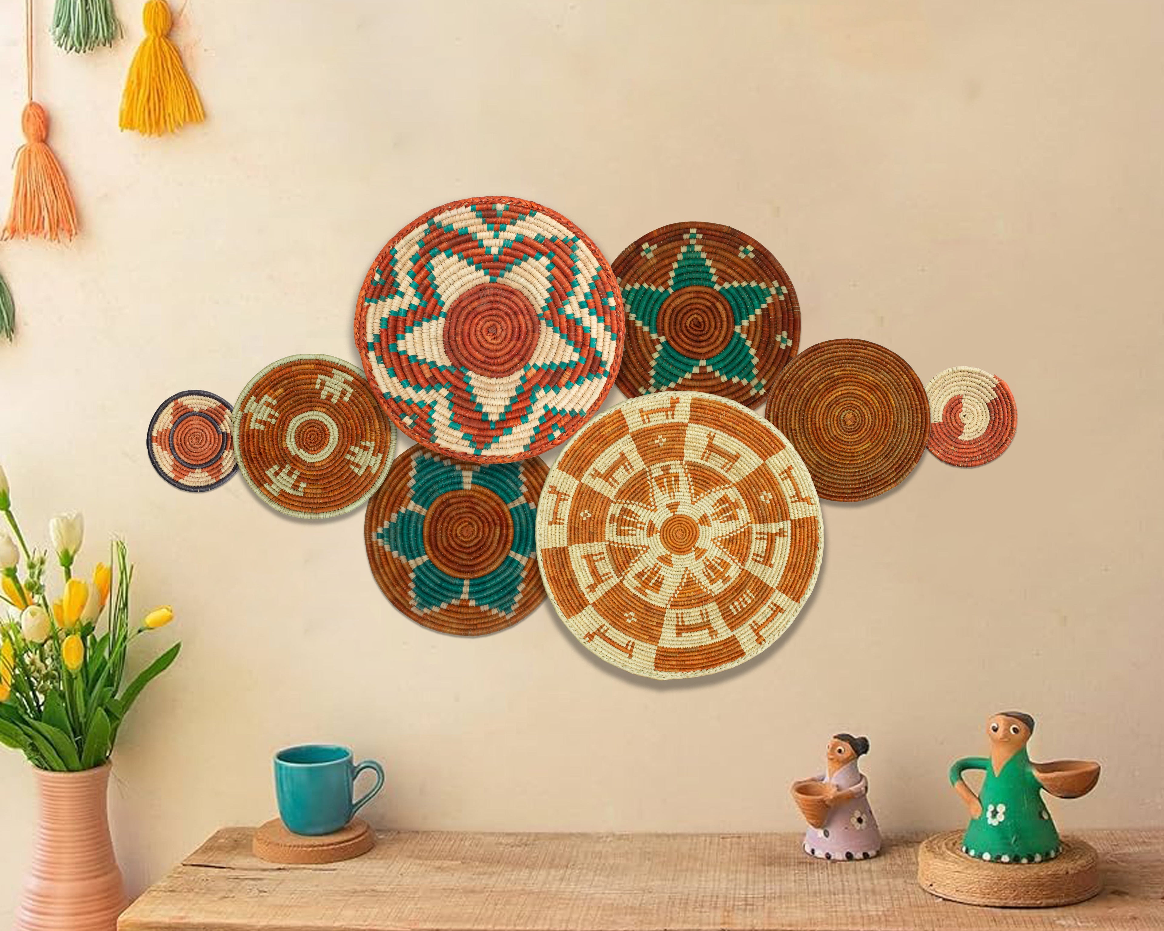 Set of 8 Handwoven wall baskets SET-338-8 N