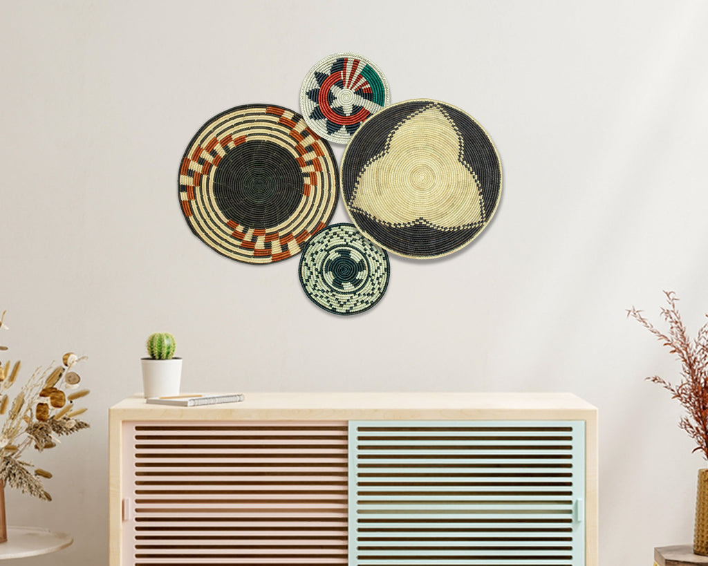 Set of 4 Handwoven wall baskets SET-232-4 N