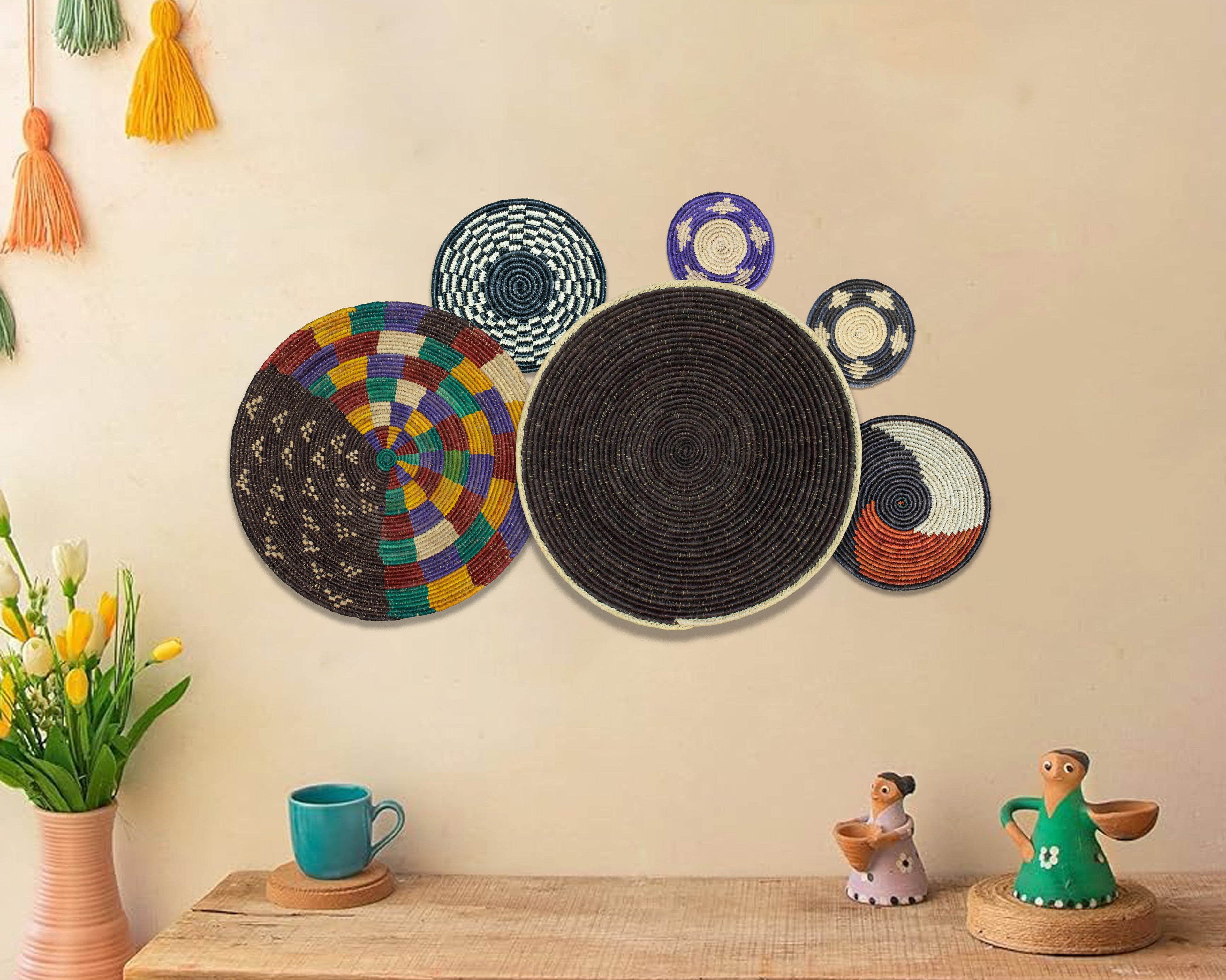 Set of 6 Handwoven wall baskets SET-377-6 N