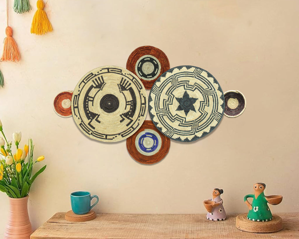 Set of 6 Handwoven wall baskets SET-284-6 N