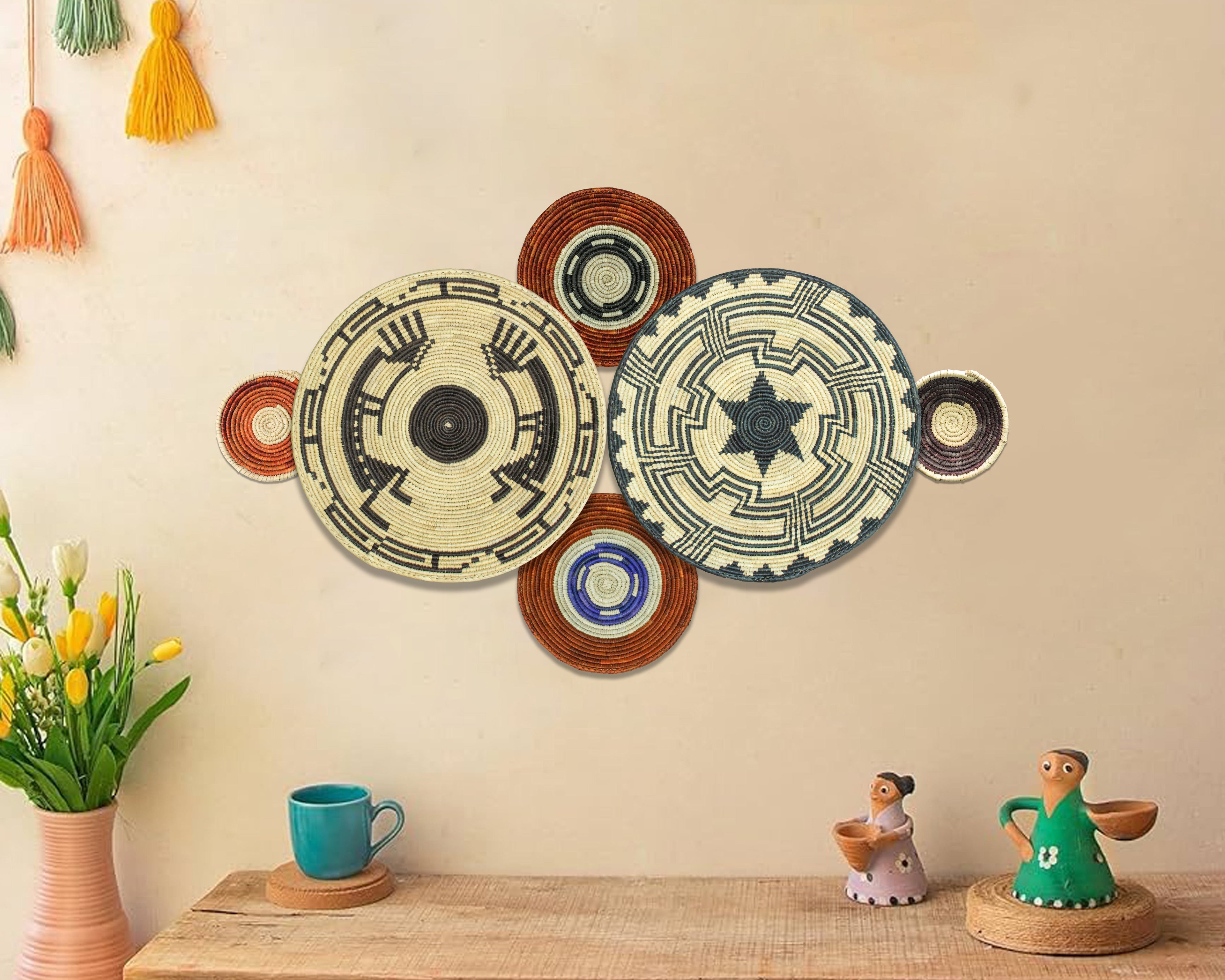 Set of 6 Handwoven wall baskets SET-284-6 N