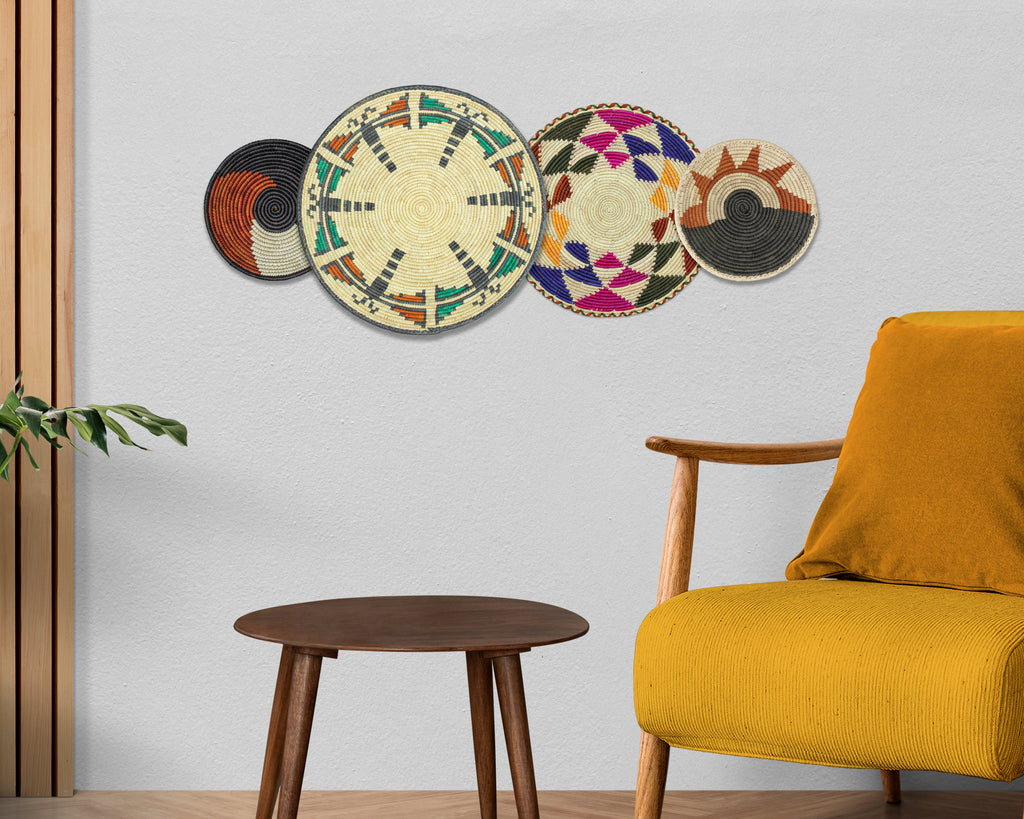 Set of 4 Handwoven wall baskets SET-240-4 N