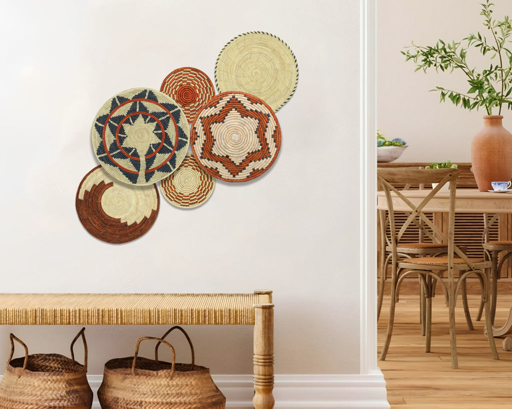 Set of 6 Handwoven wall baskets SET-276-6 N