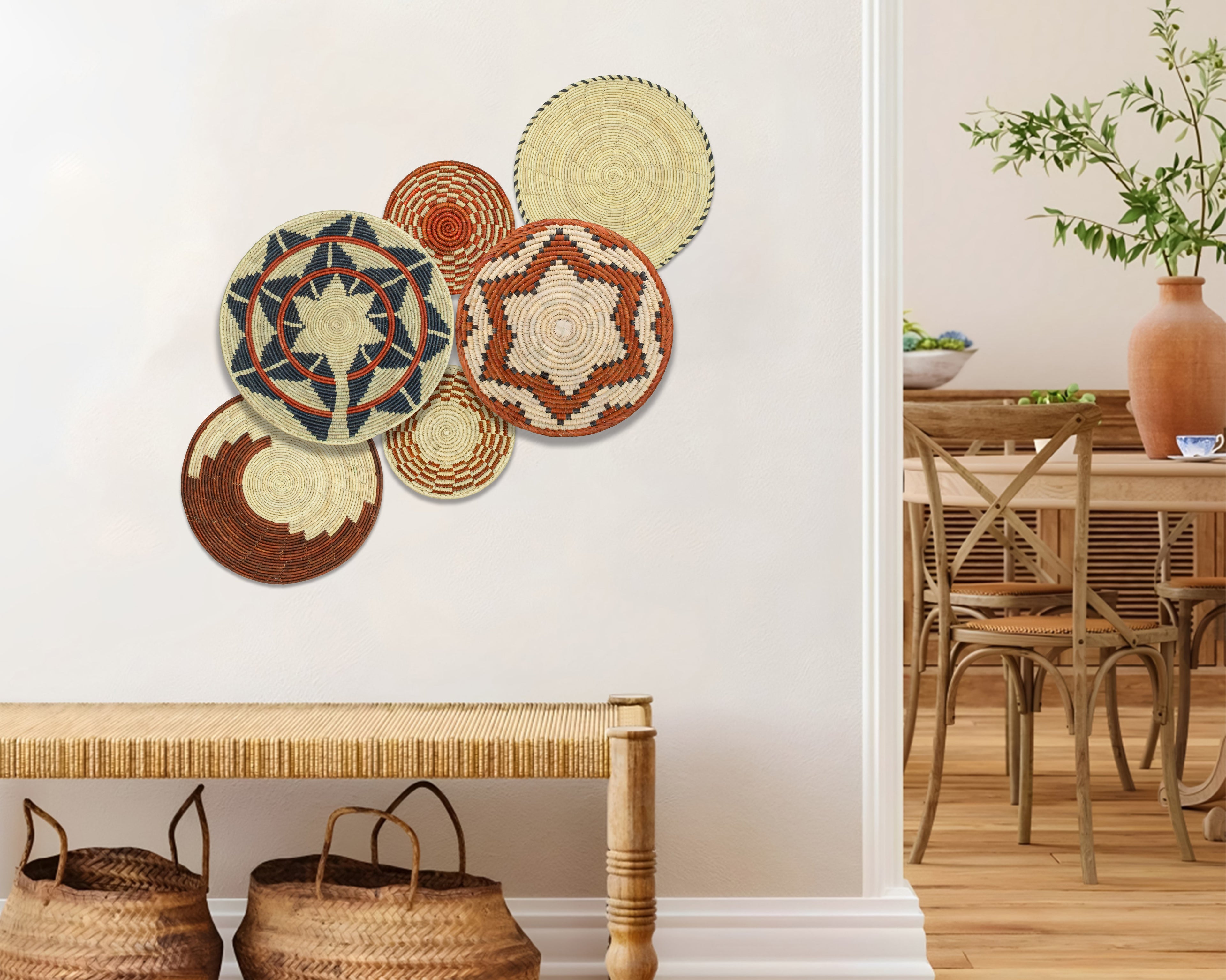 Set of 6 Handwoven wall baskets SET-276-6 N