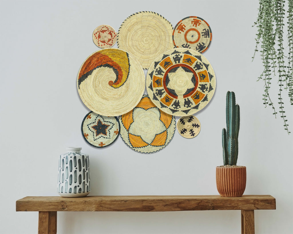 Set of 8 Handwoven wall baskets SET-250-8 N