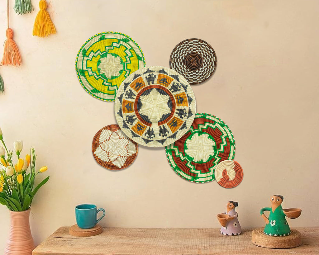 Set of 6 Handwoven wall baskets SET-372-6 N