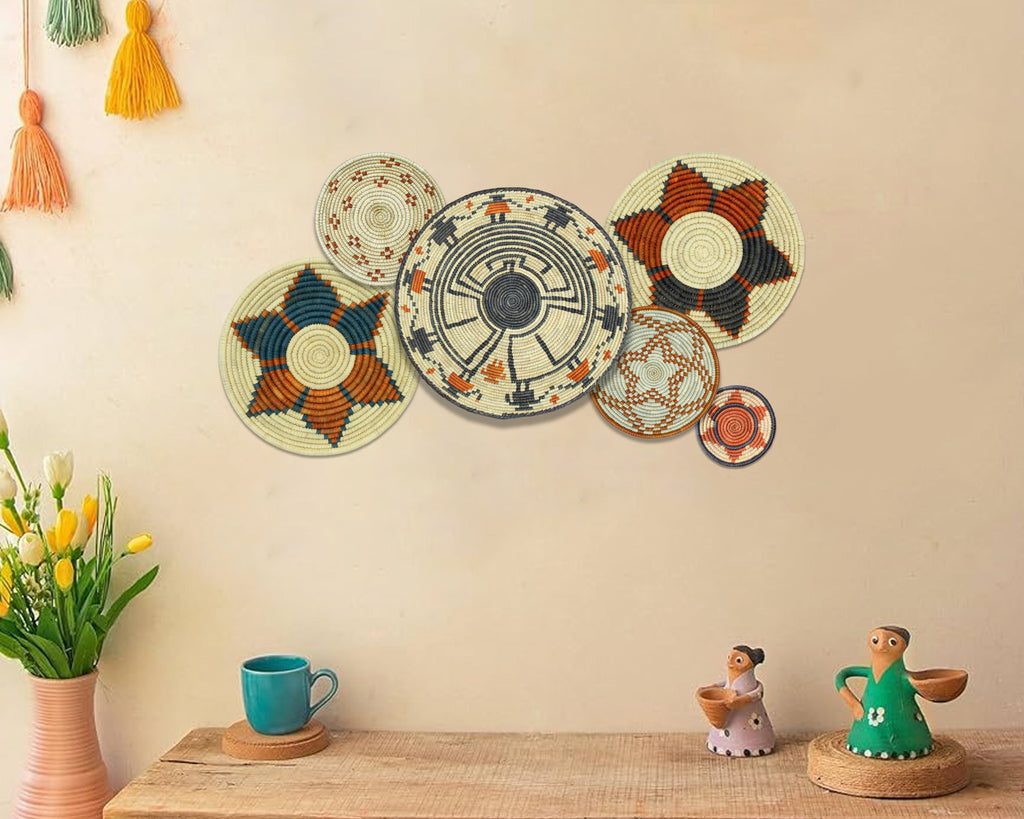 Set of 6 Handwoven wall baskets SET-389-6 N