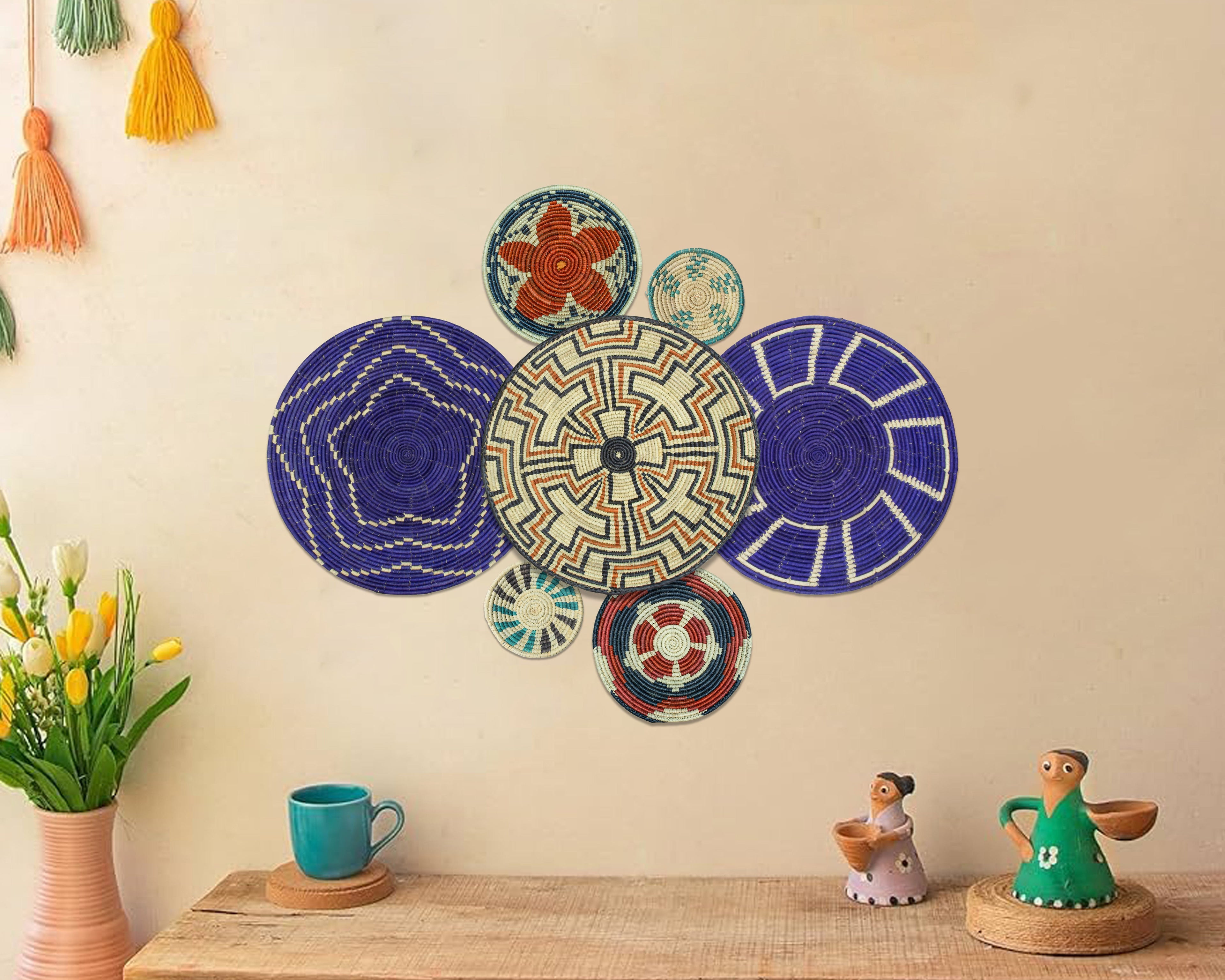 Set of 7 Handwoven wall baskets Set 310-7-N