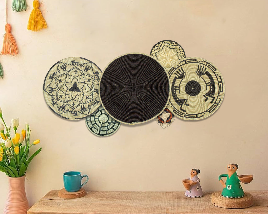 Set of 6 Handwoven wall baskets SET-296-6 N