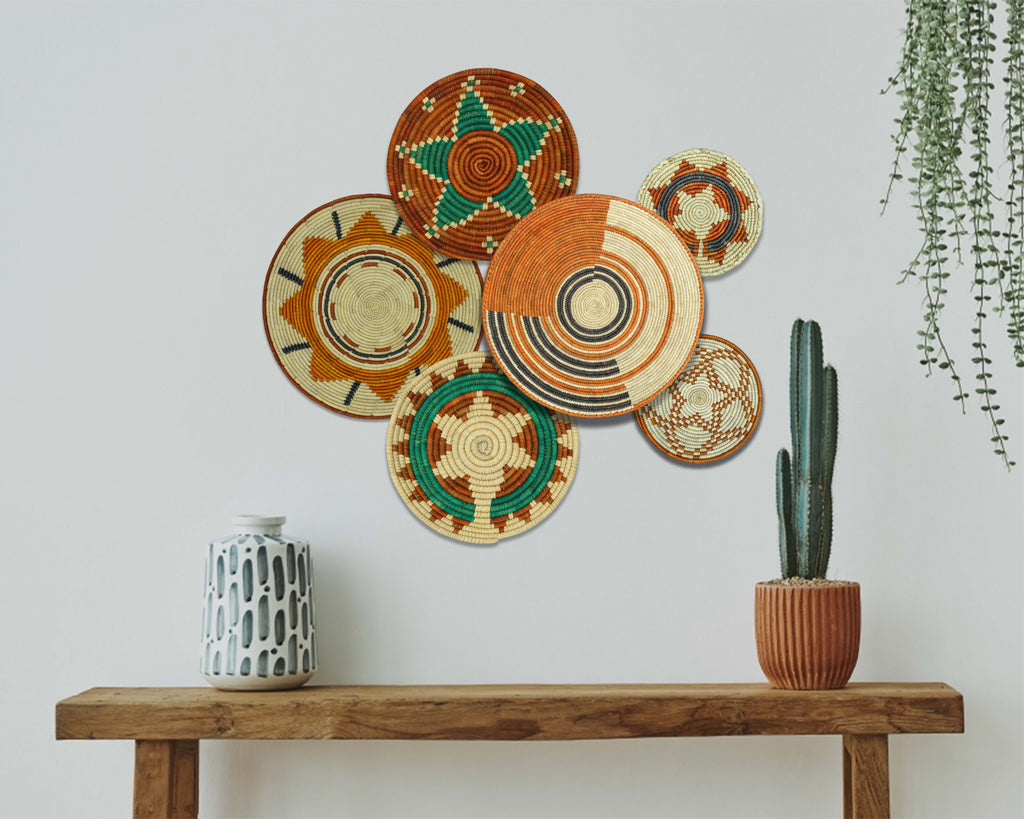 Set of 6 Handwoven wall baskets SET-277-6 N