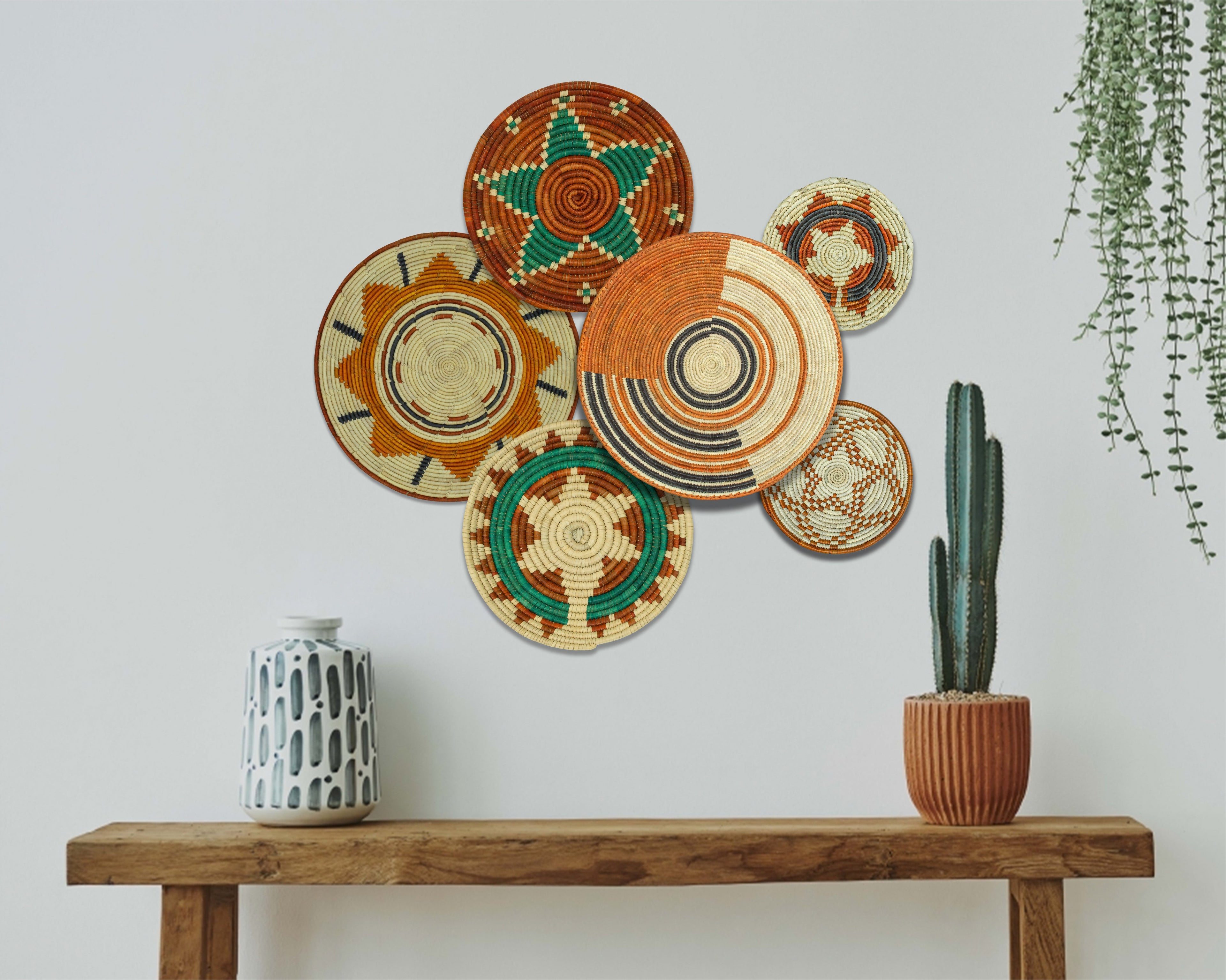 Set of 6 Handwoven wall baskets SET-277-6 N