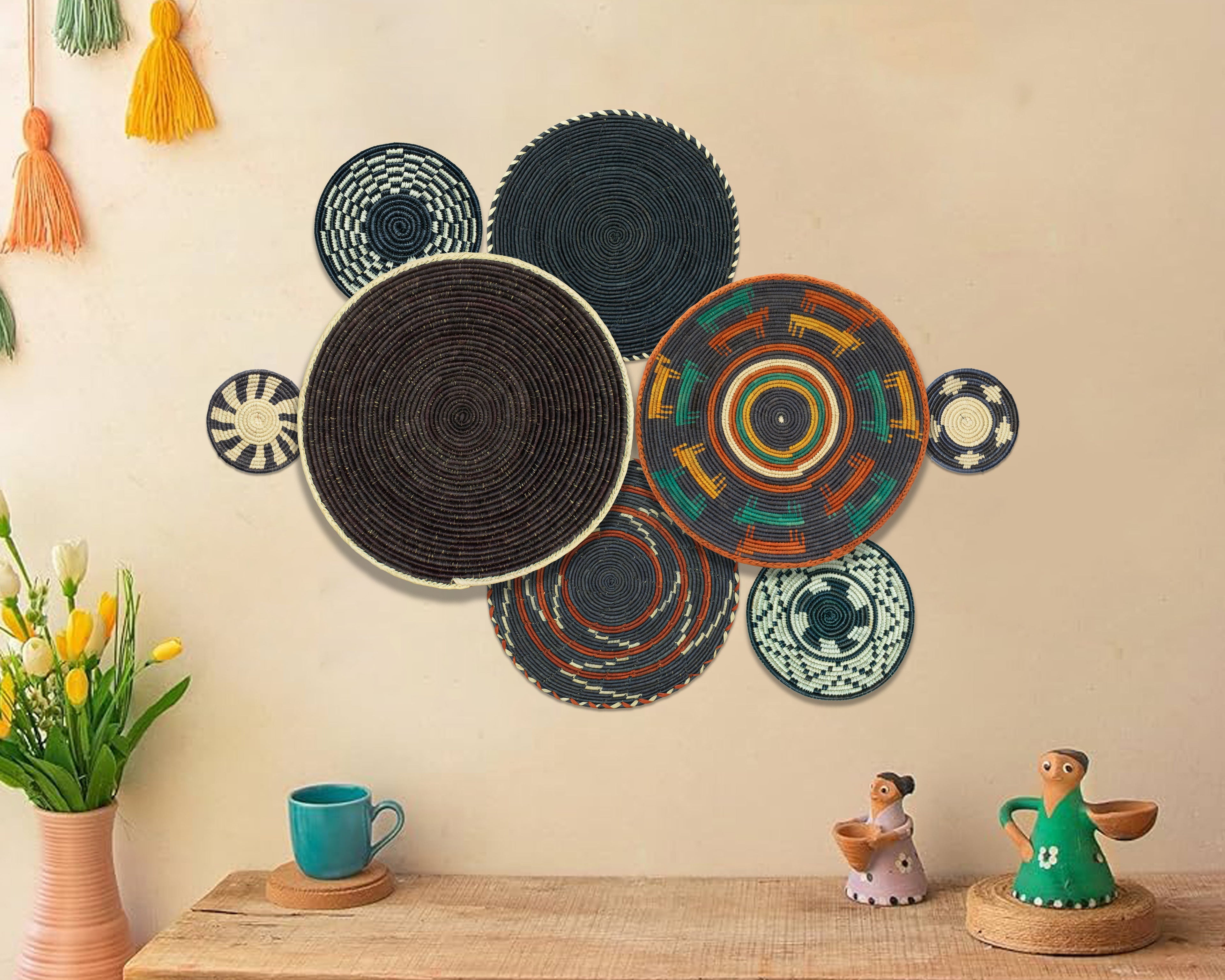 Set of 8 Handwoven wall baskets SET-357-8 N