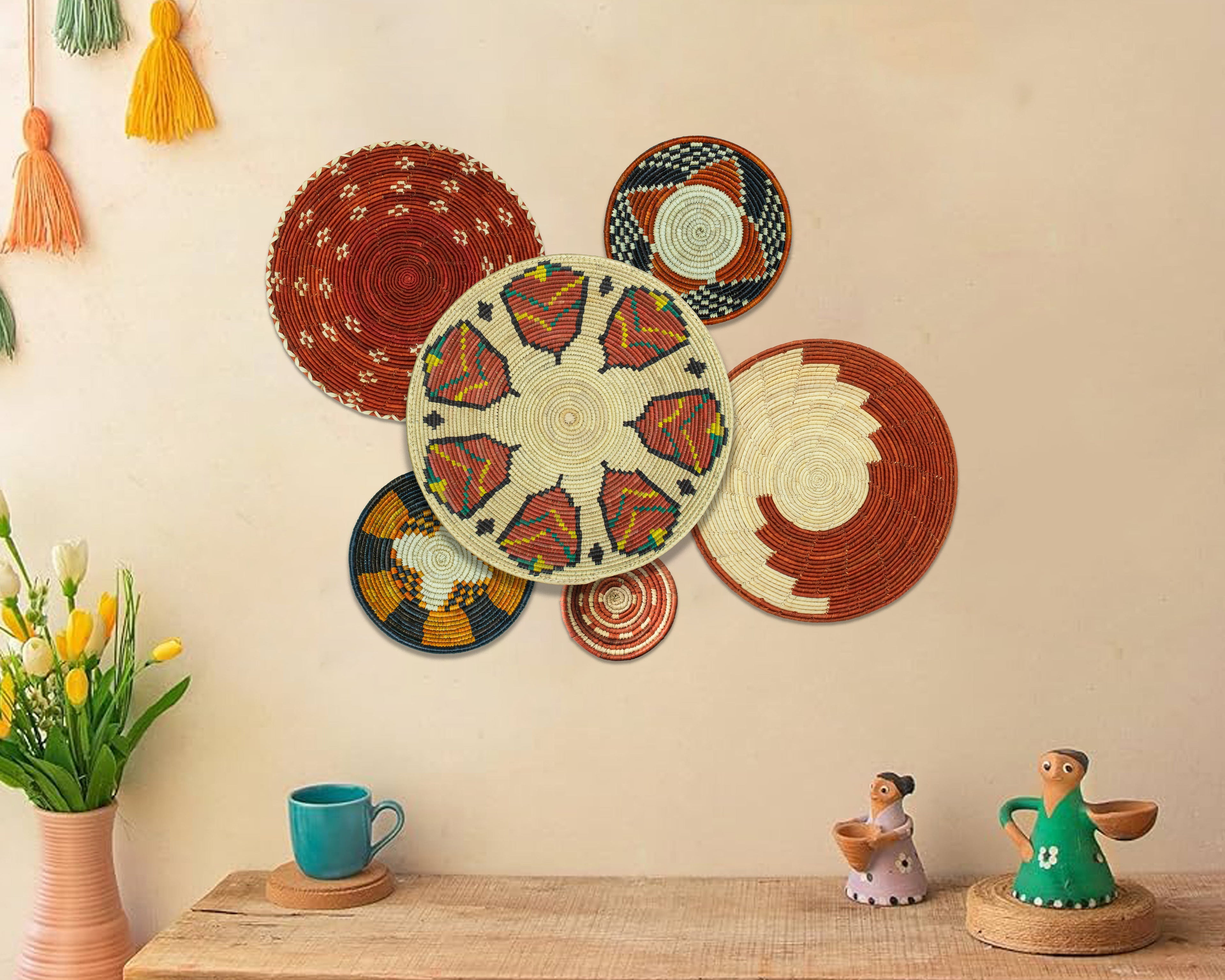 Set of 6 Handwoven wall baskets SET-388-6 N