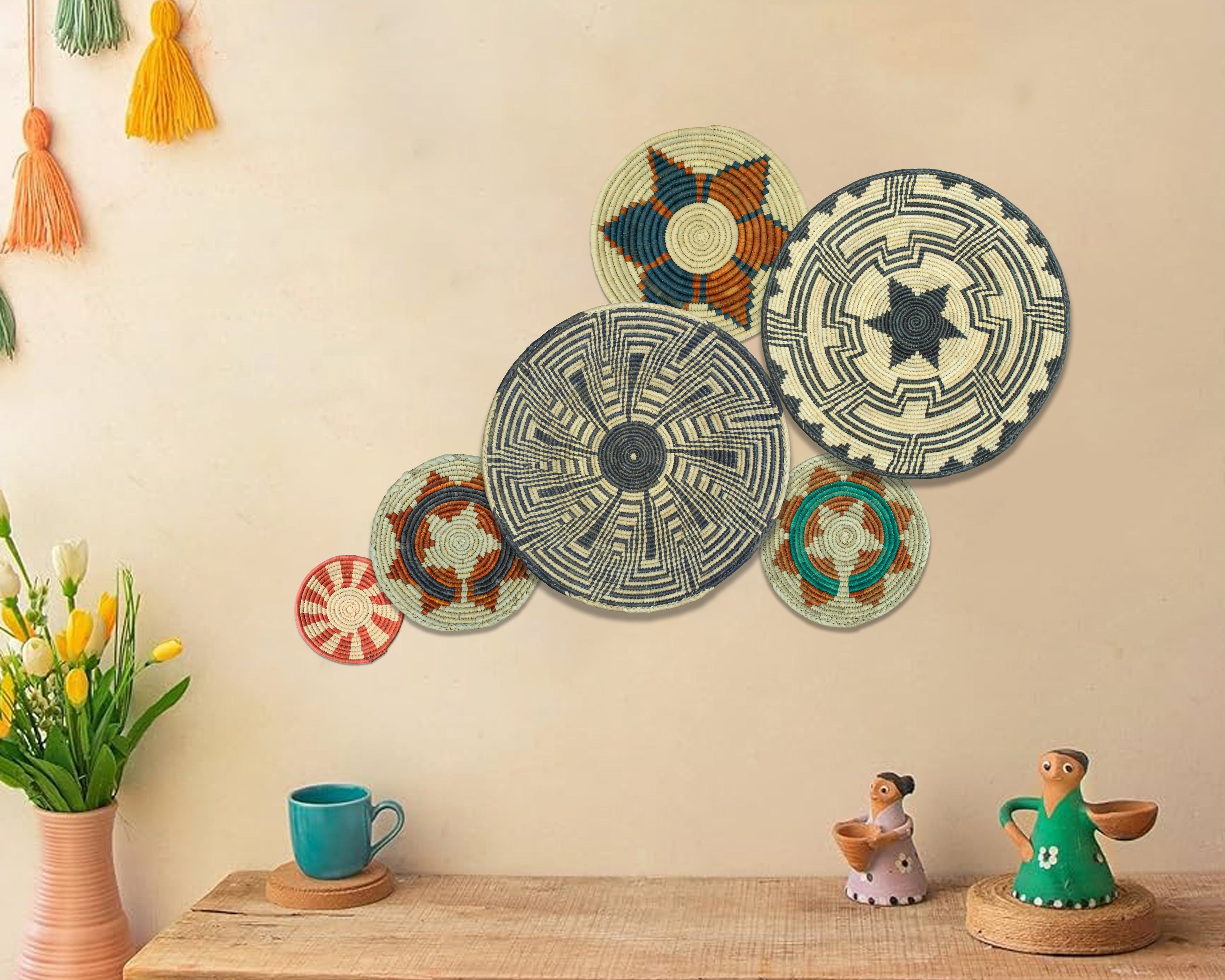 Set of 6 Handwoven wall baskets SET-294-6 N