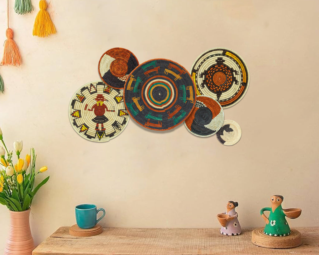 Set of 6 Handwoven wall baskets SET-390-6 N