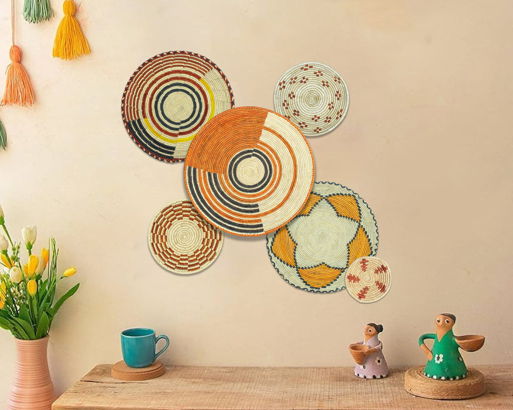 Set of 6 Handwoven wall baskets SET-374-6 N