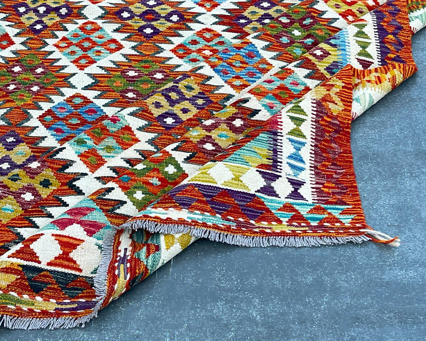 Afghan Chobi Wool Kilim - 10x7 ft KL-184-70