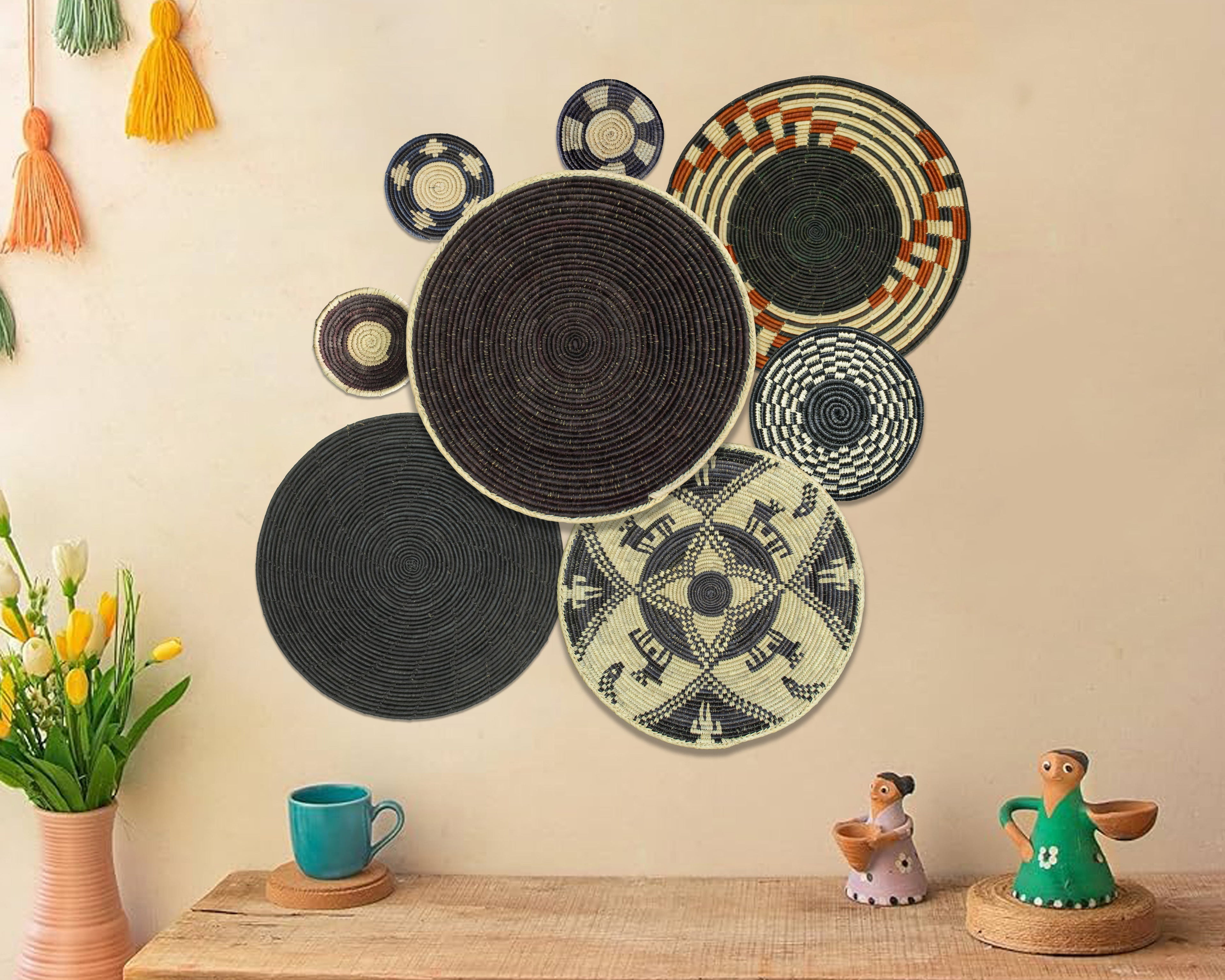 Set of 8 Handwoven wall baskets SET-336-8 N