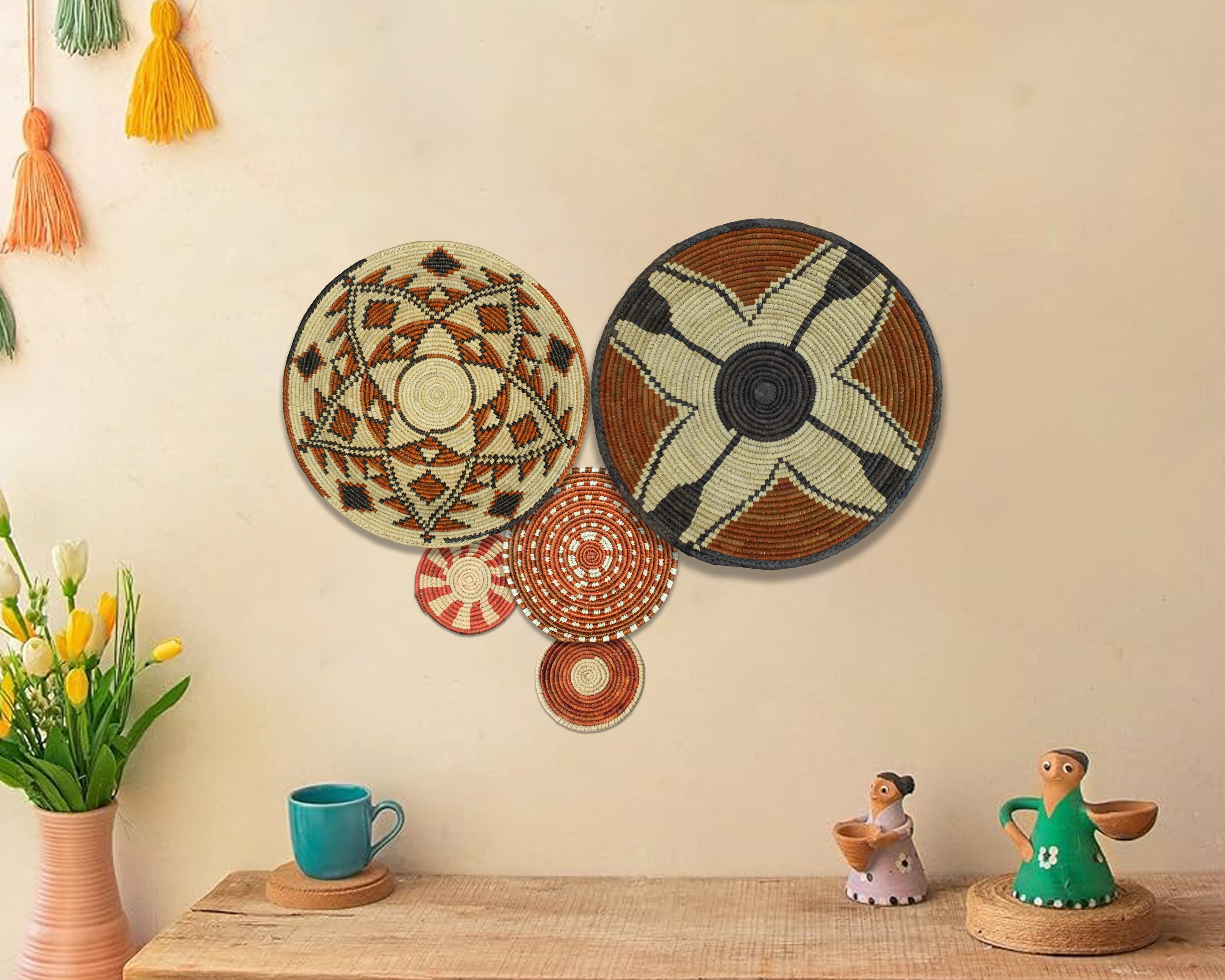 Set of 5 Handwoven wall baskets SET-70-5 N