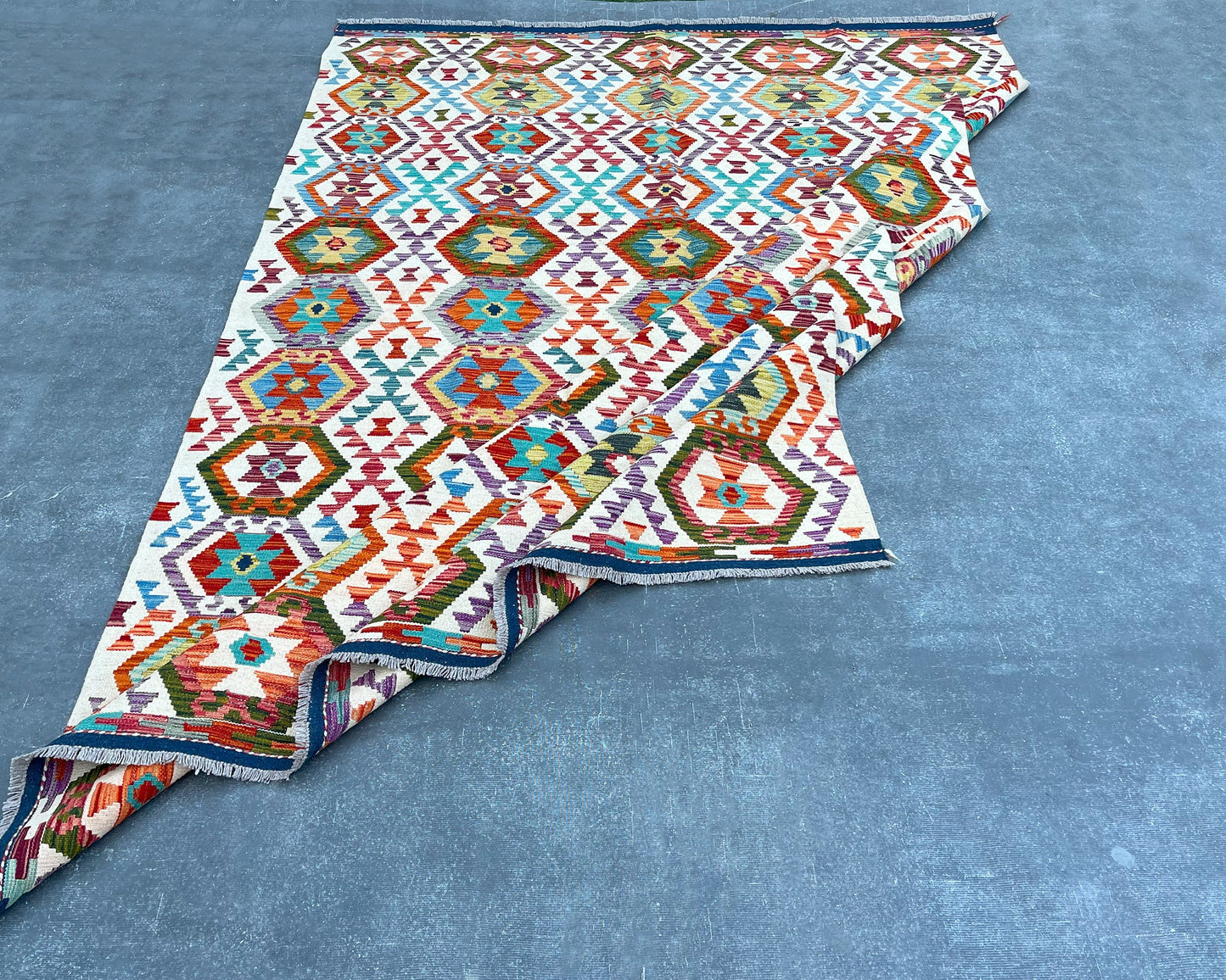 Afghan Chobi Wool Kilim - 10x7 ft KL-187-70