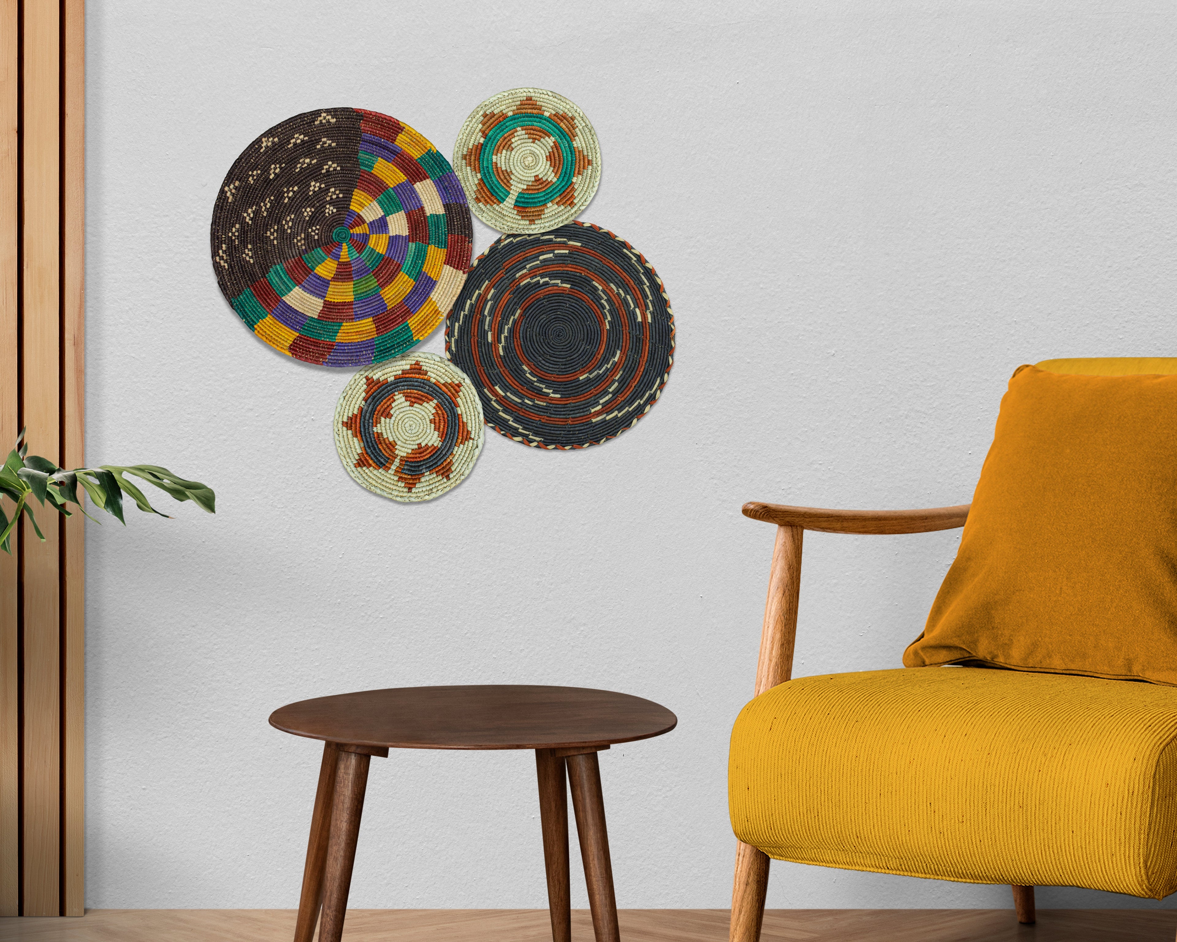 Set of 4 Handwoven wall baskets SET-238-4 N