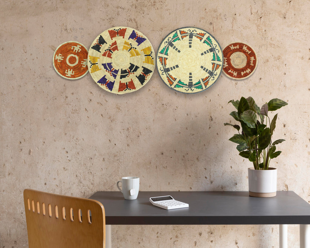 Set of 4 Handwoven wall baskets SET-227-4 N