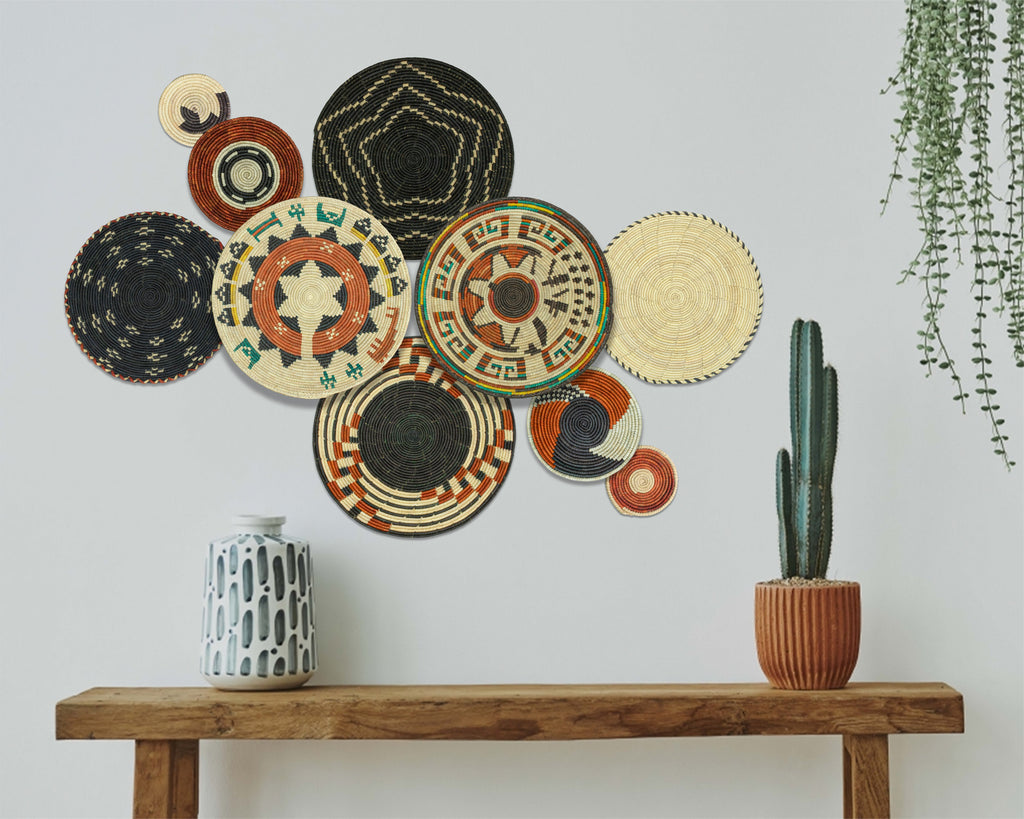 Set of 10 Handwoven wall baskets SET-411-10 N