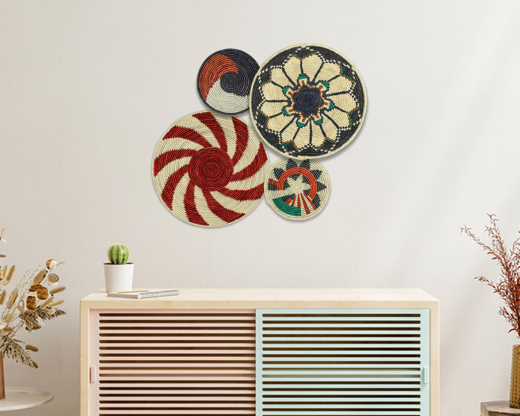 Set of 4 Handwoven wall baskets SET-230-4 N