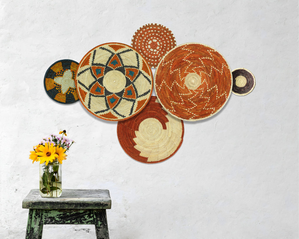 Set of 6 Handwoven wall baskets SET-399-6 N