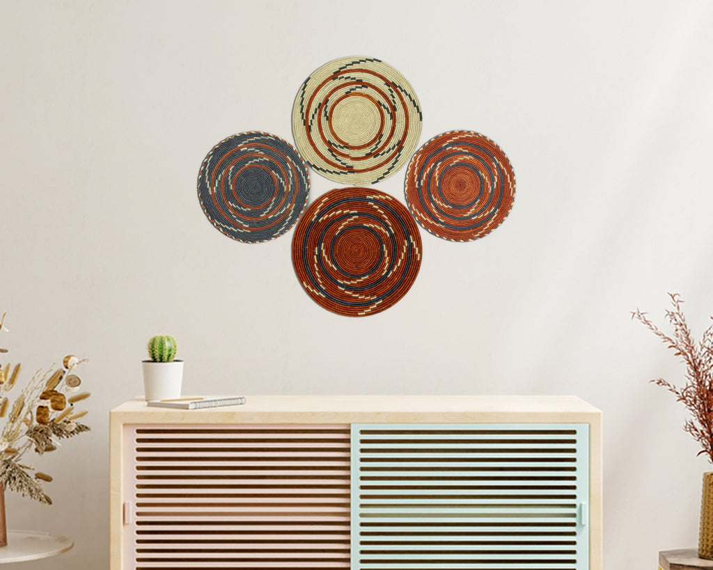 Set of 4 Handwoven wall baskets SET-228-4 N