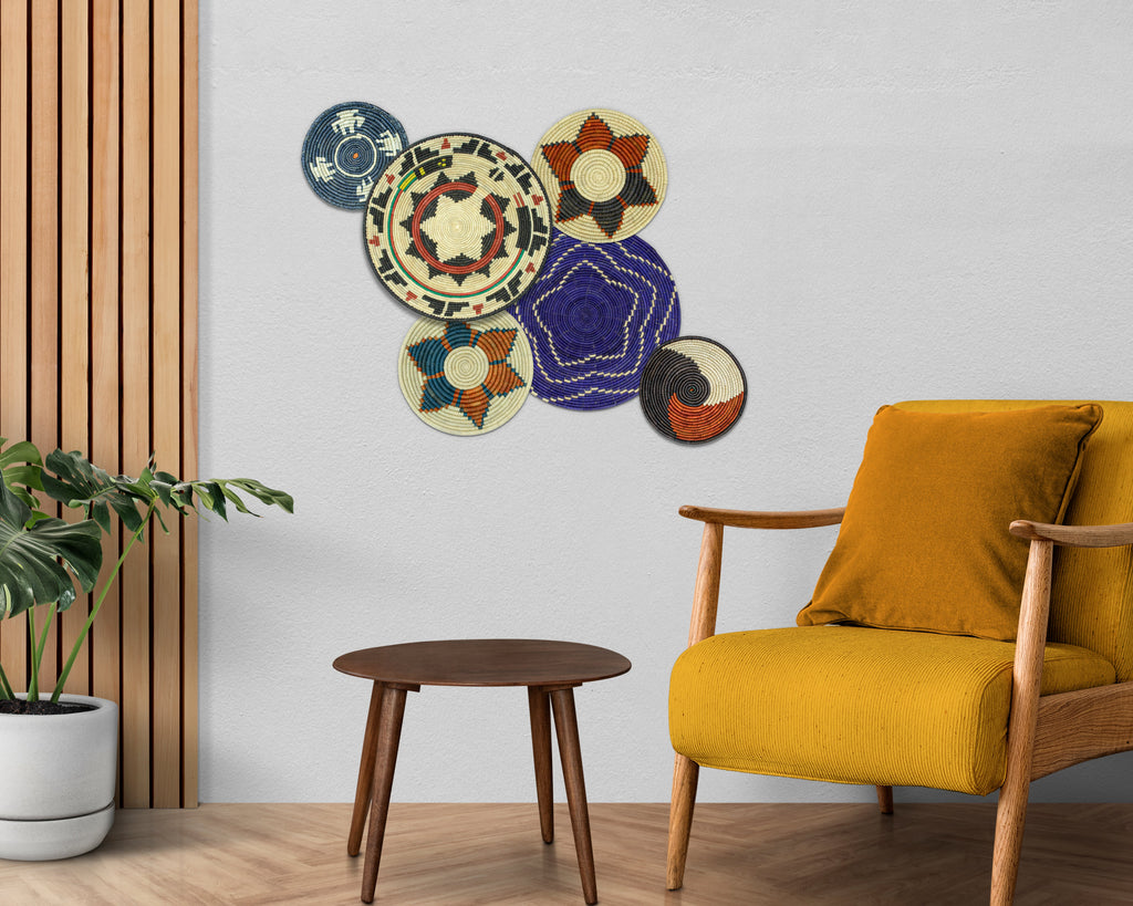 Set of 6 Handwoven wall baskets SET-282-6 N